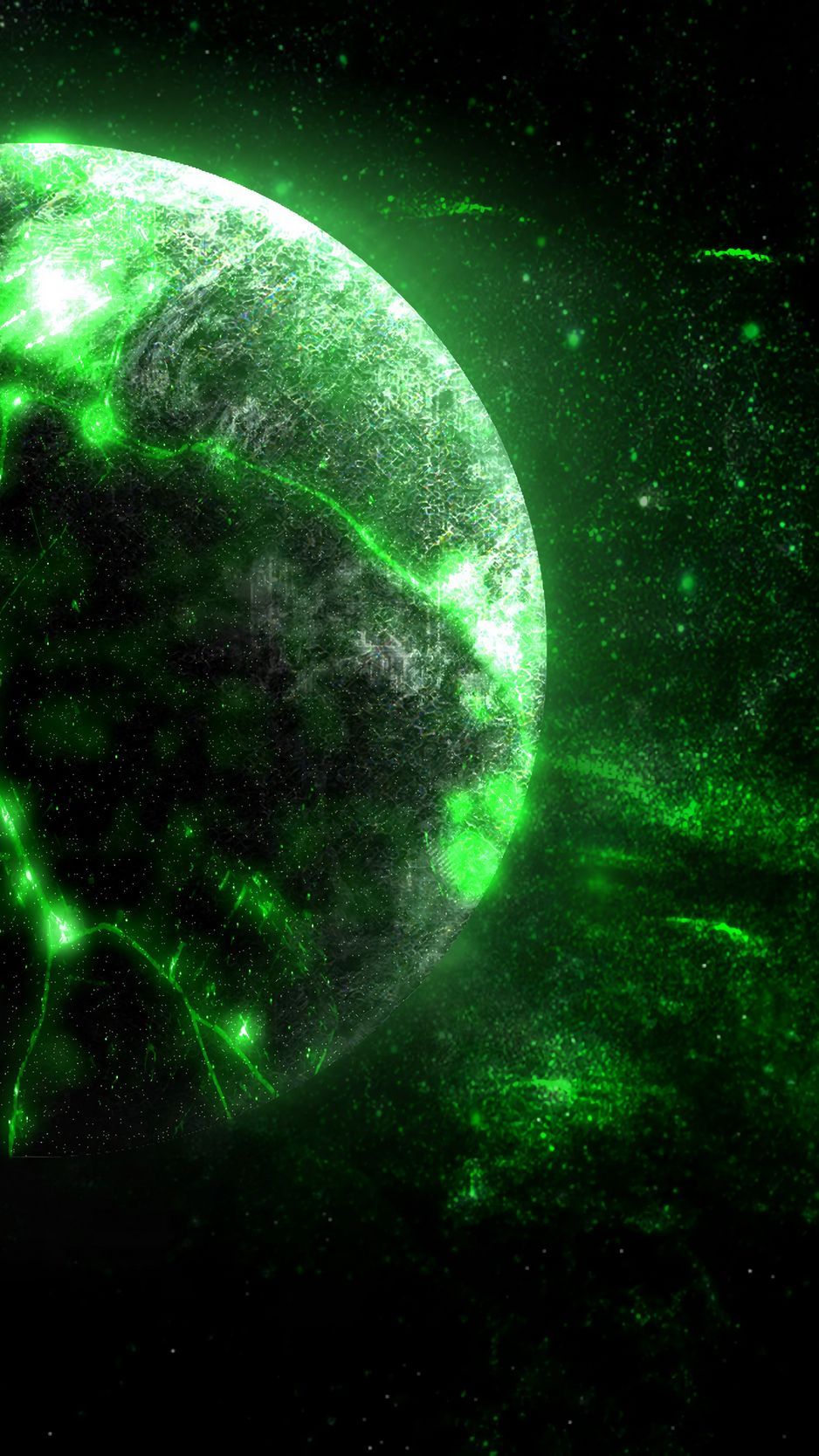 938x1668 Download Wallpaper 938x1668 Planet, Green, Glow, Bright, Space Iphone 8 7 6s 6 For Parallax HD Background