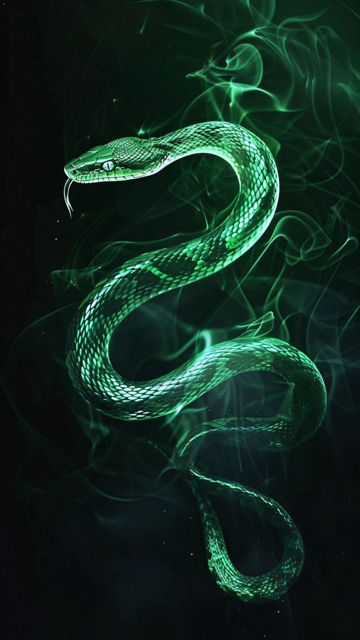 736x1308 Wallpaper snake, smoke, green, glow, art, Animals 4K by AIArtIO. Download wallpaper snake, smoke, green, glow, art for free