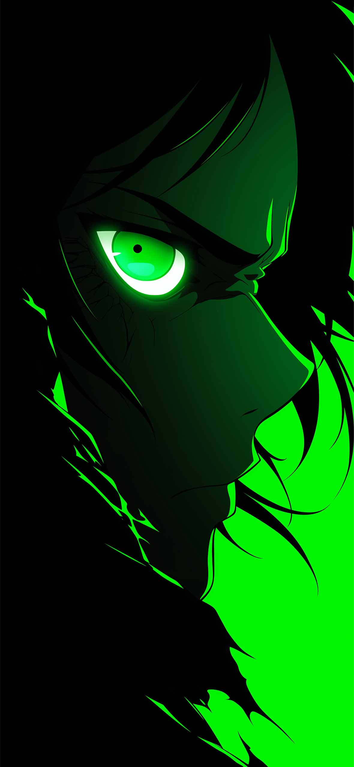 1180x2554 Eren Yeager Attack on Titan Green Glow Anime Wallpaper