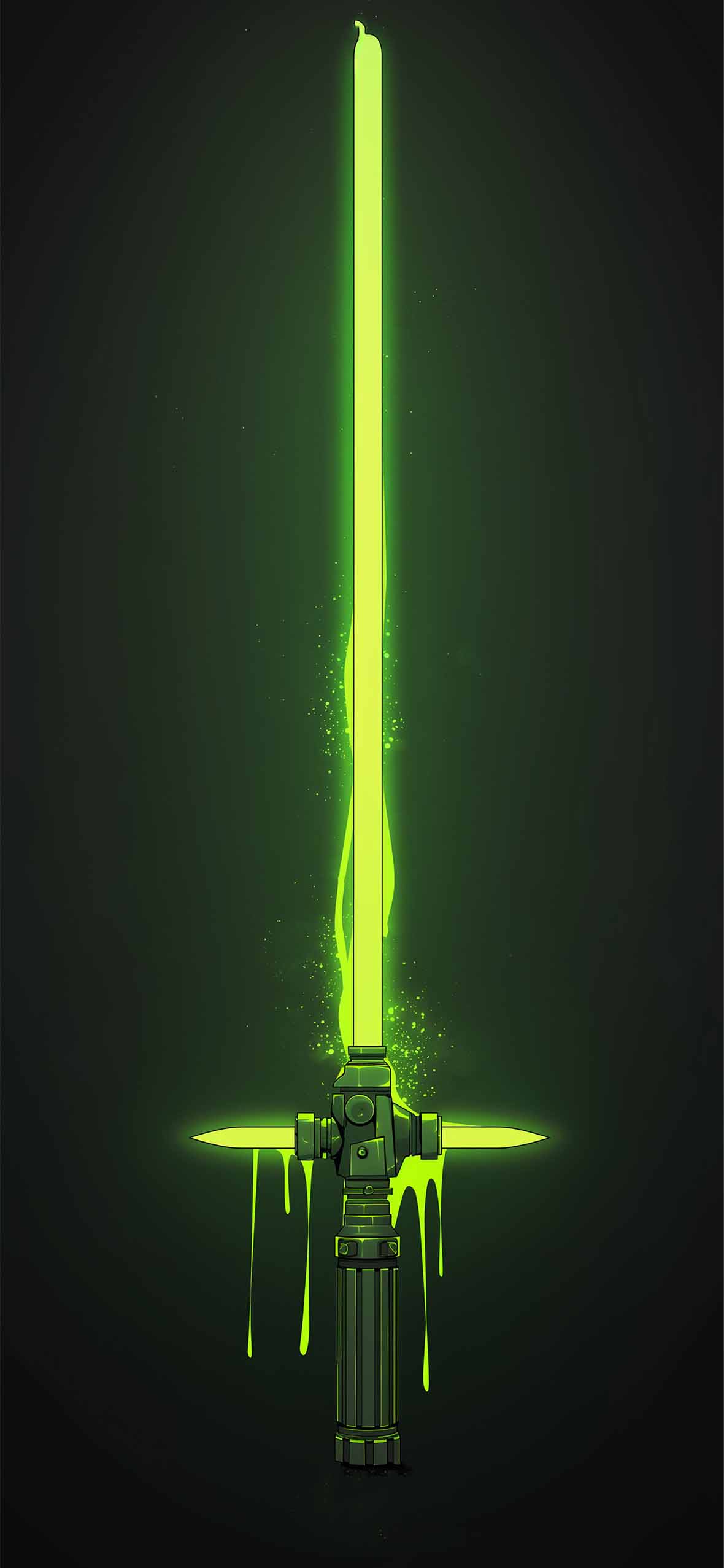 1180x2554 Lightsaber Green Glow Drip Wallpaper Wars Wallpaper HD