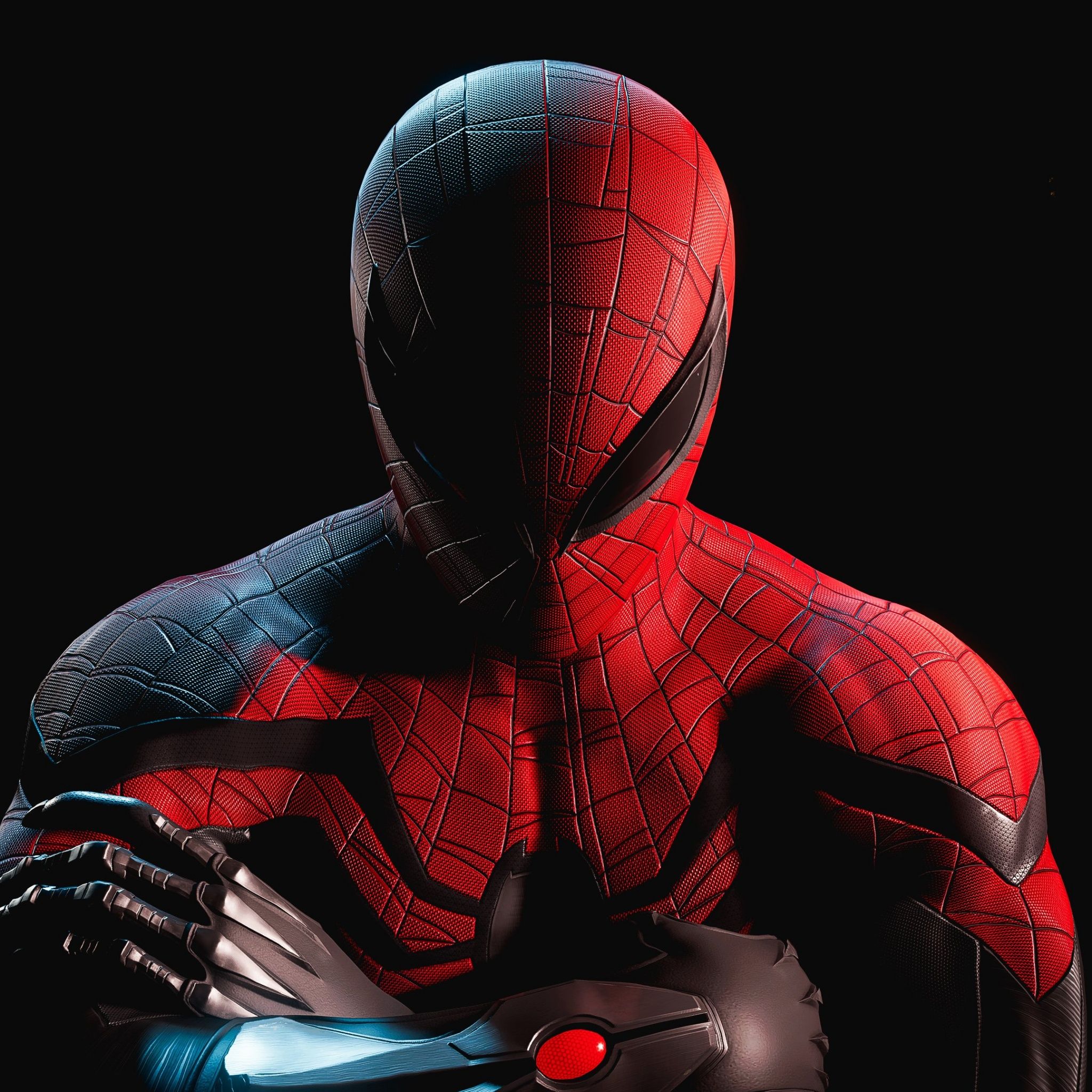2048x2048 Marvel's Spider Man 2 Wallpaper 4K, Black Background