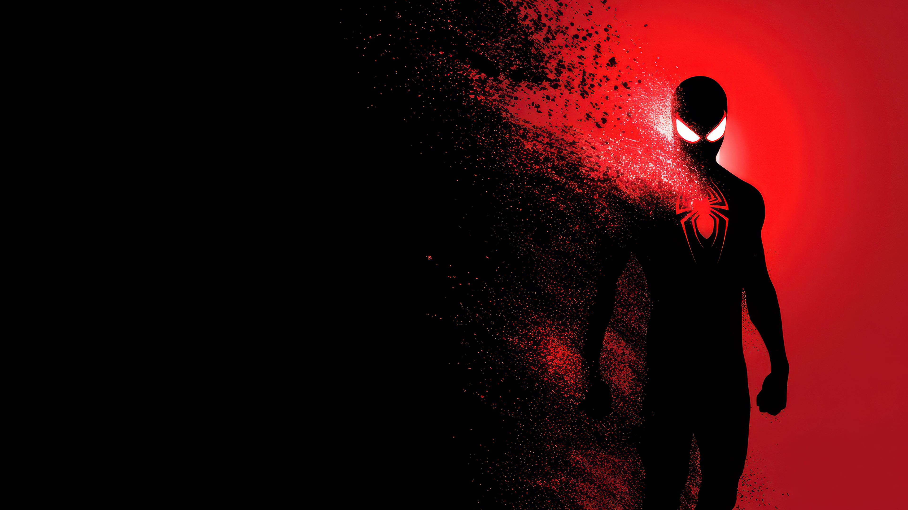3840x2160 Minimalist Red And Black Spider Man Splatter Wallpaper 4K Abstract & Digital Art Wallpaper
