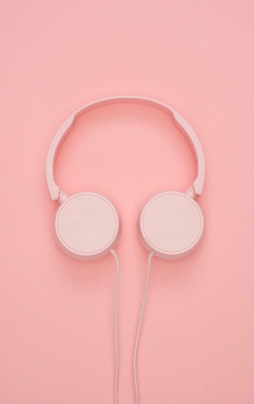 840x1336 Download Pink, headphone, music, minimal wallpaper, 840x1336
