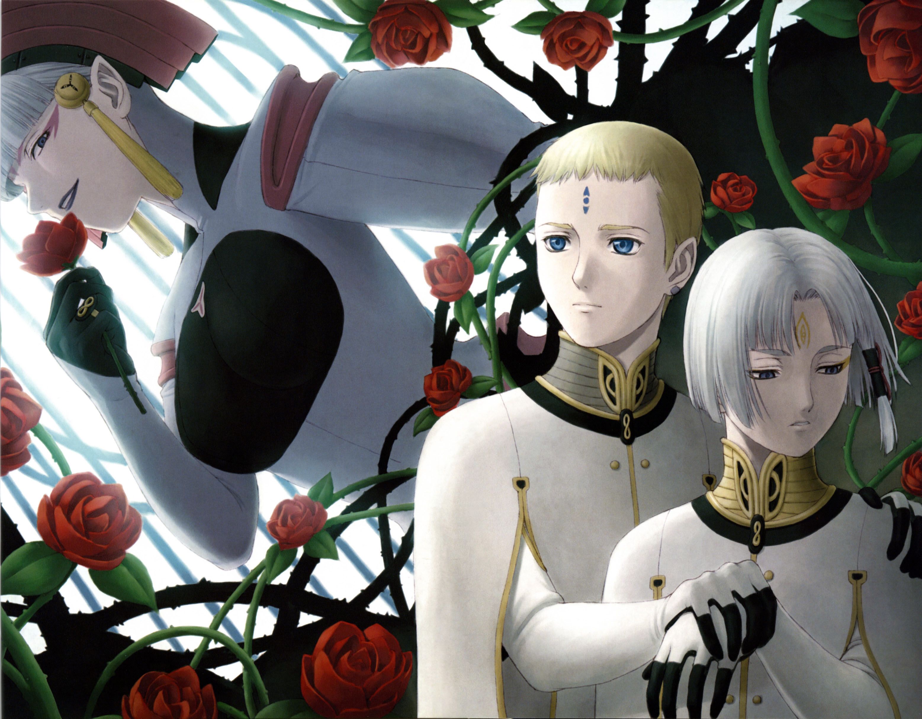3114x2427 Wallpaper roses, collar, gloves, form, white hair, Last Exile, Exile, Dio Eraclea for mobile and desktop, section сёнэн, resolution 3114x2427