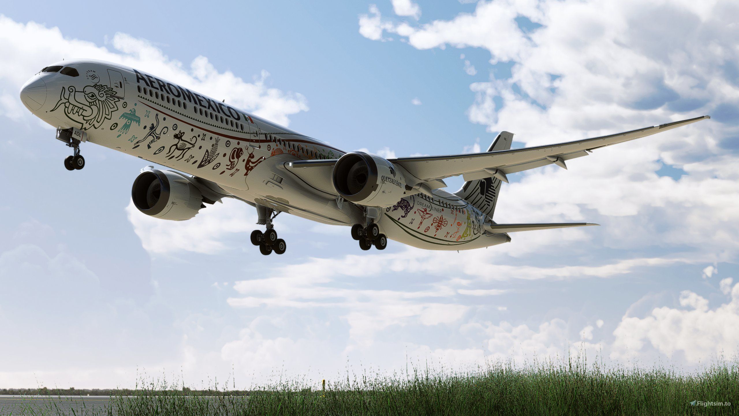 2560x1440 3D Decal Aeromexico B787 10 Quetzalcoatl Liveries For MSFS