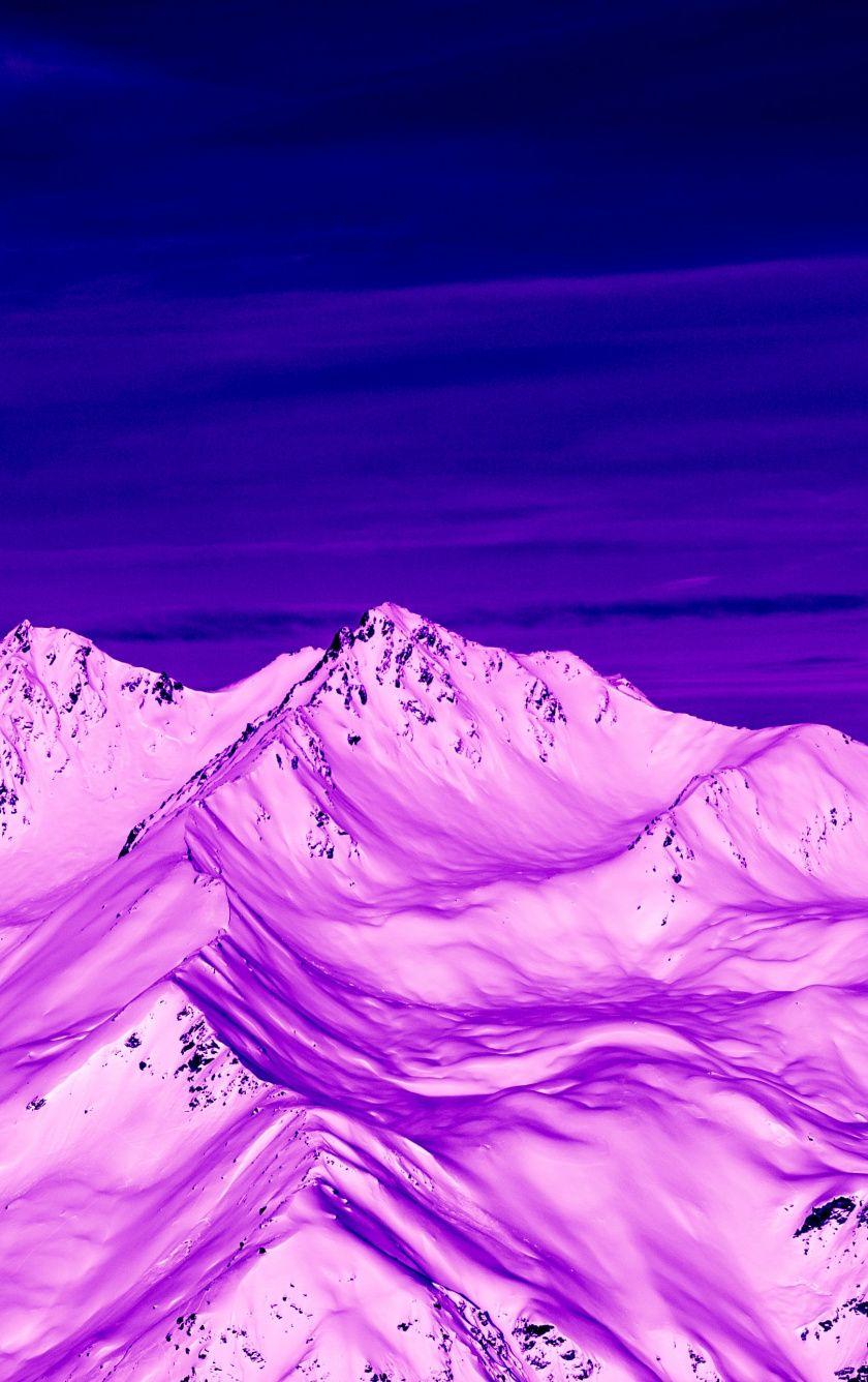 840x1336 Download Pink mountains, peaks, glacier, aerial view wallpaper