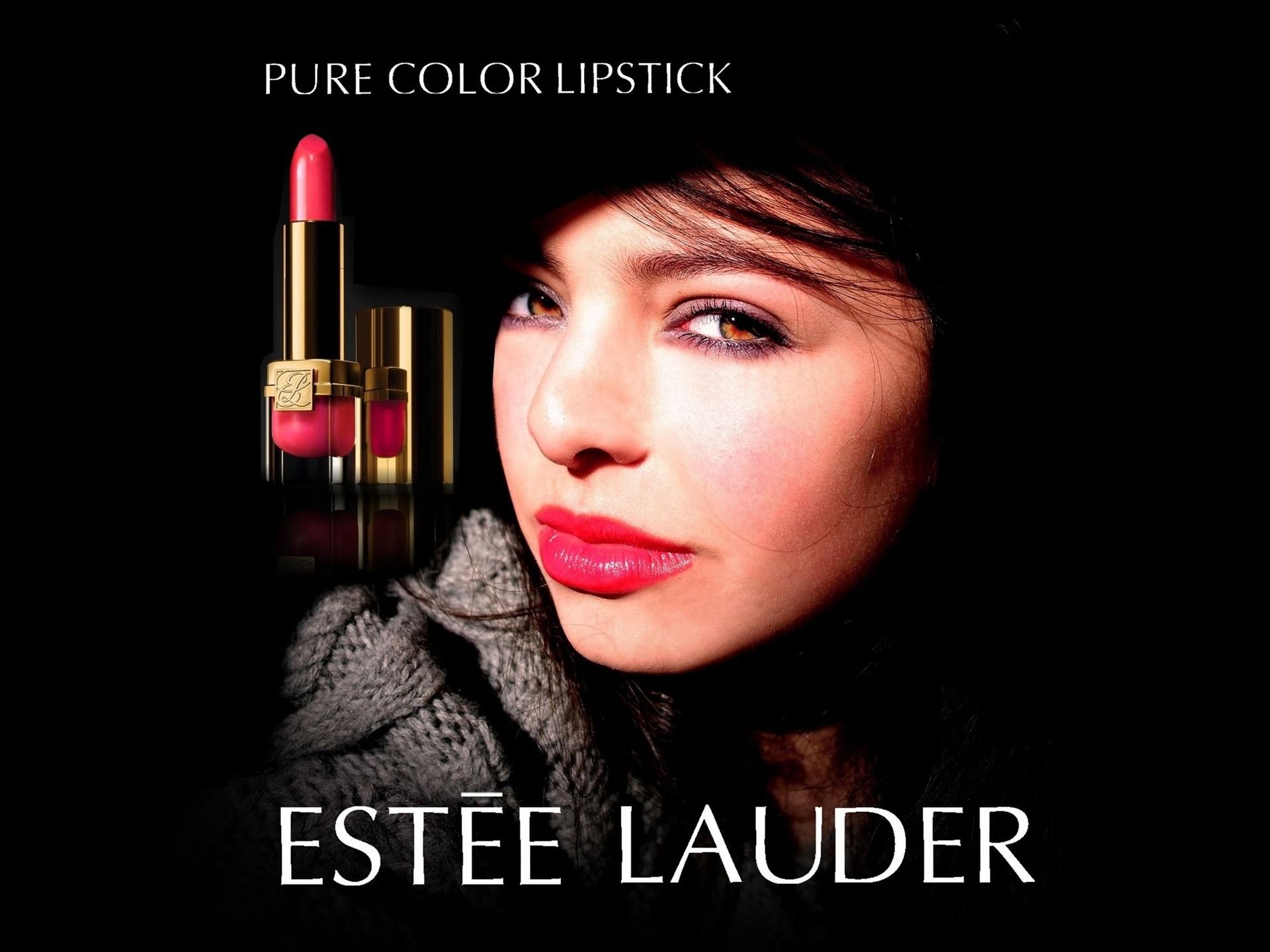 1920x1440 Estee Lauder Girl Lipstick Brand Advertising Wallpaper