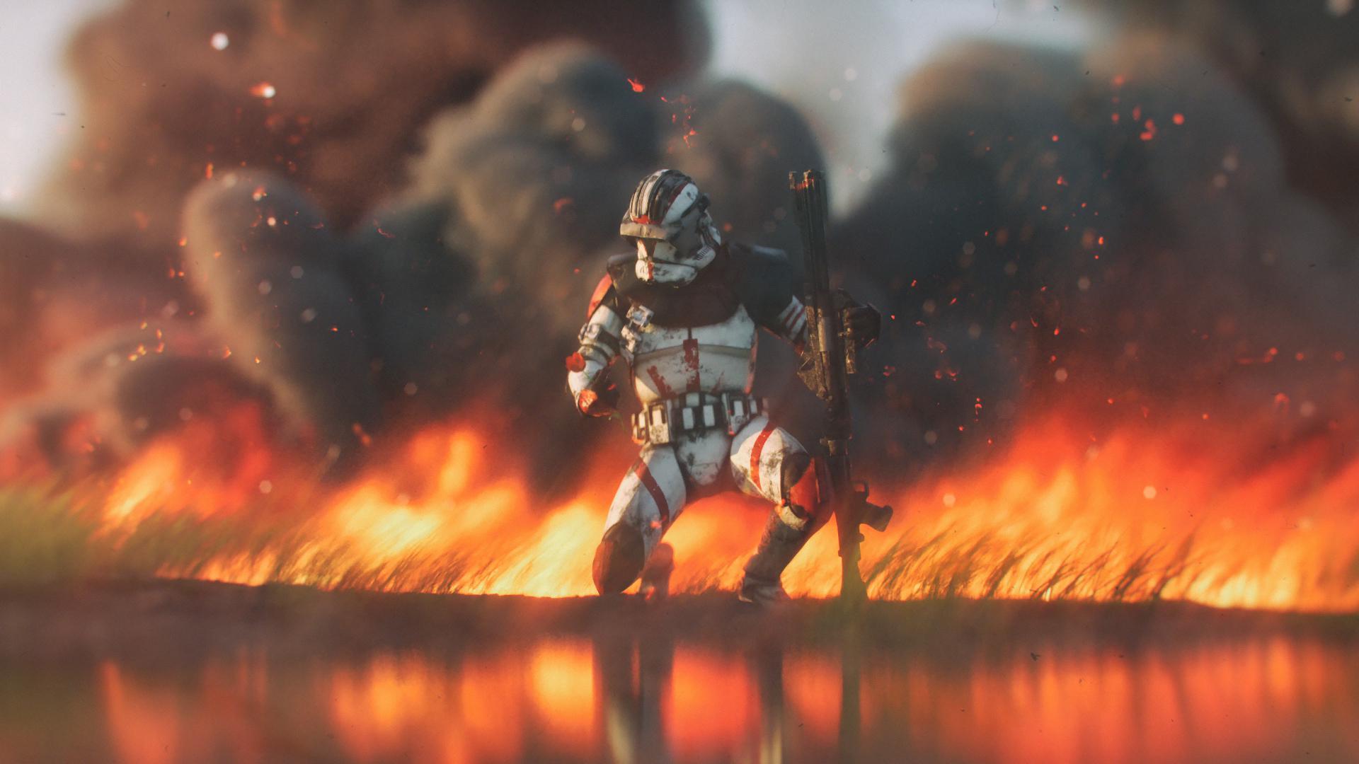 1920x1080 Clone trooper holding a rose [1920x1080]