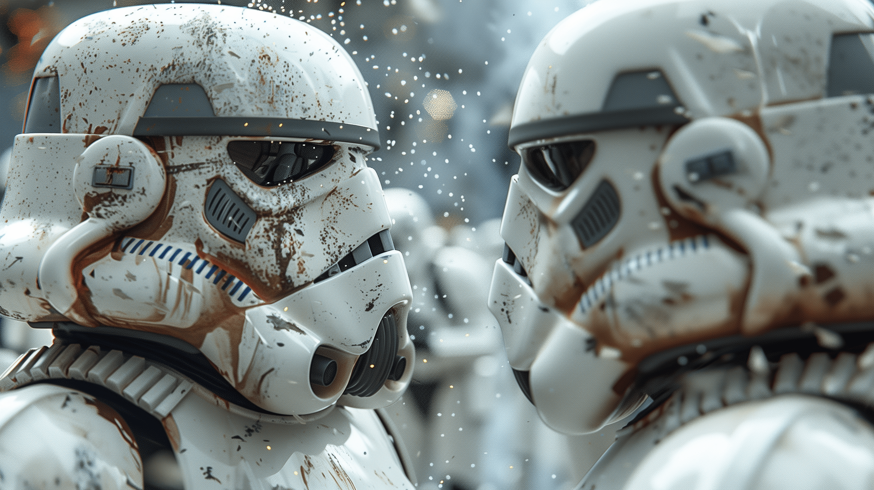 2912x1632 Epic Stormtrooper Standoff: HD Star Wars Fan Art Wallpaper