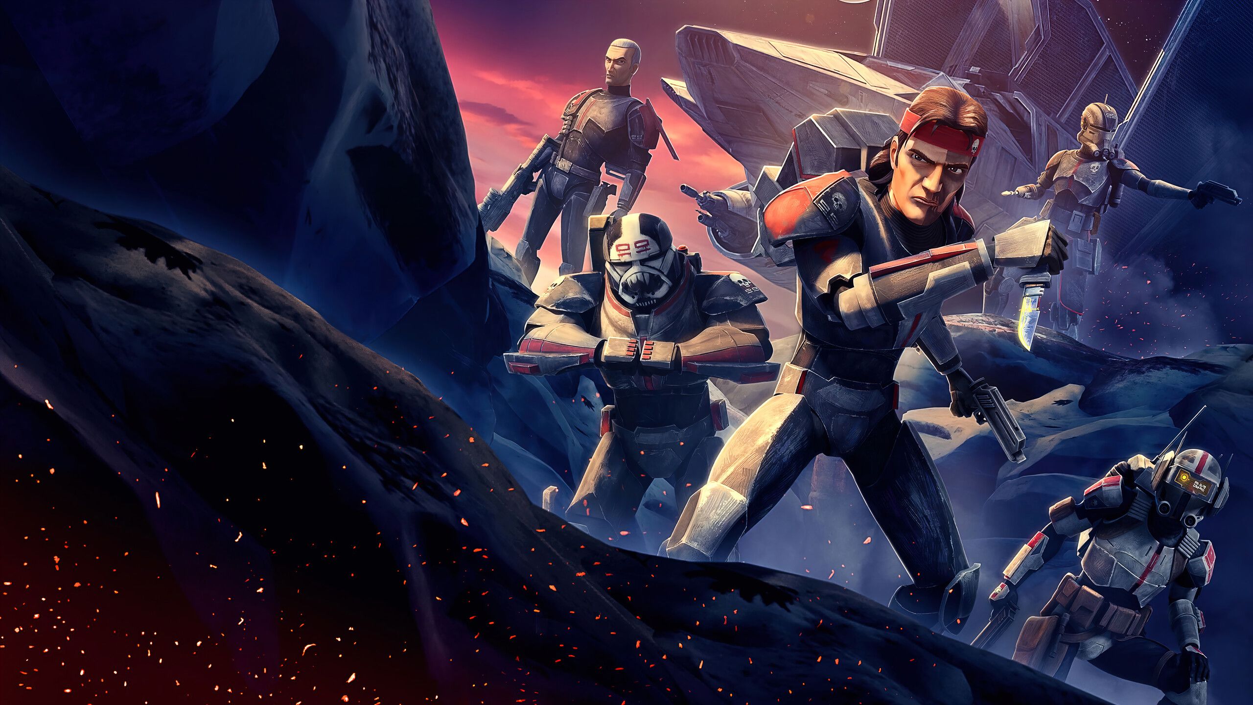 2560x1440 Clone Force Tech Echo Omega Hunter Crosshair Wrecker The Bad Batch Members HD Star Wars Wallpaper