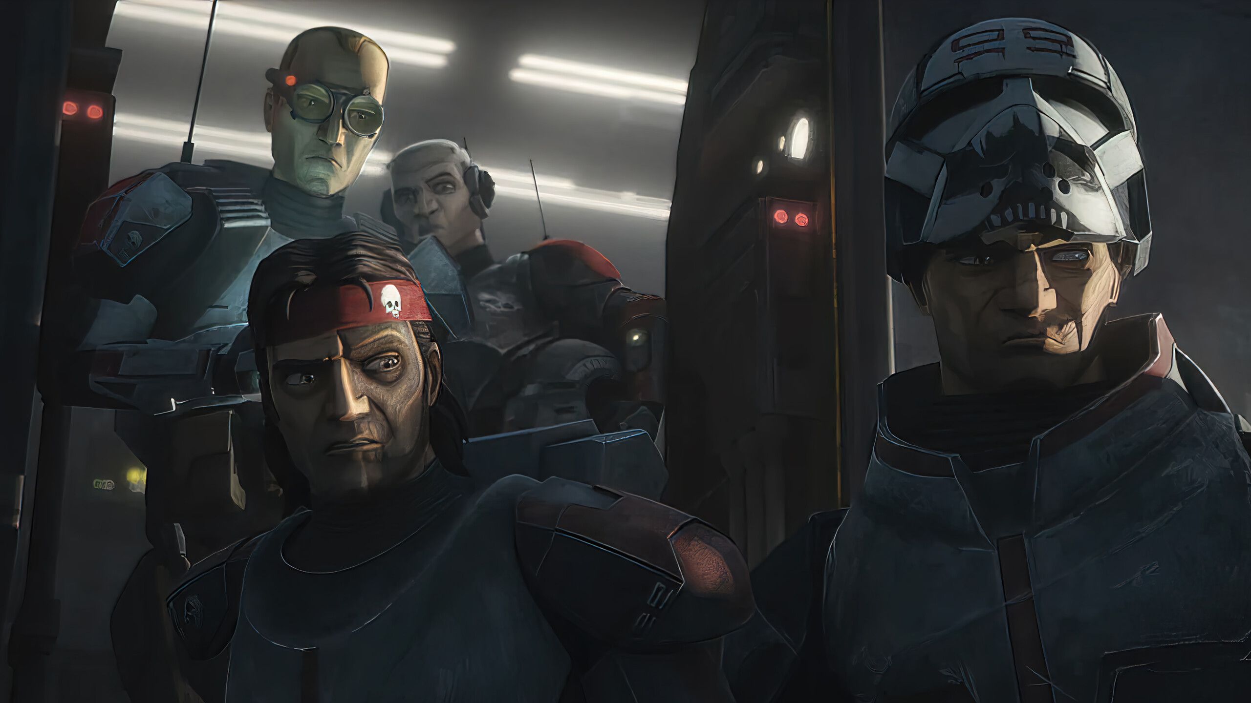 2560x1440 Crosshair Tech Echo Omega Hunter Wrecker The Bad Batch Members HD Star Wars Wallpaper