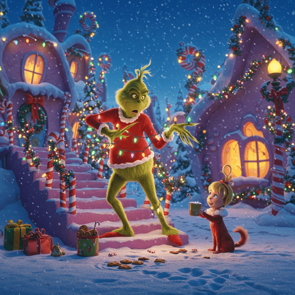 1024x1024 1) Christmas AI Generated Card Grinch, Cindy Lou and Max, Christmas in Whoville, and (665b5)