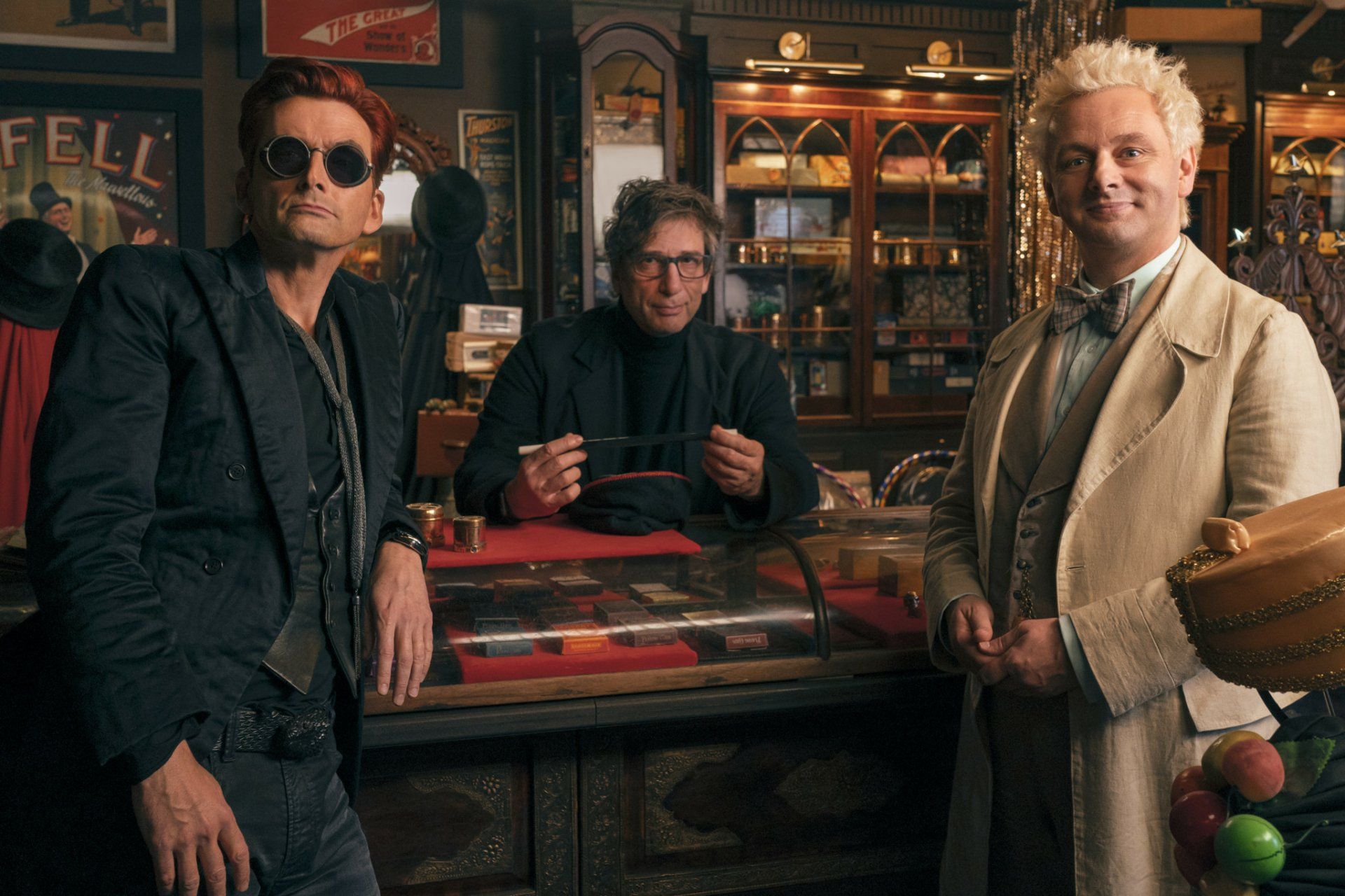 1920x1280 Good Omens HD Wallpaper: Crowley & Aziraphale with David Tennant & Michael Sheenx1365