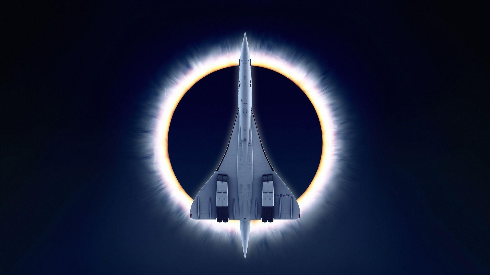 1920x1080 Minimal Eclipse Airplane 1080P Laptop Full HD Wallpaper
