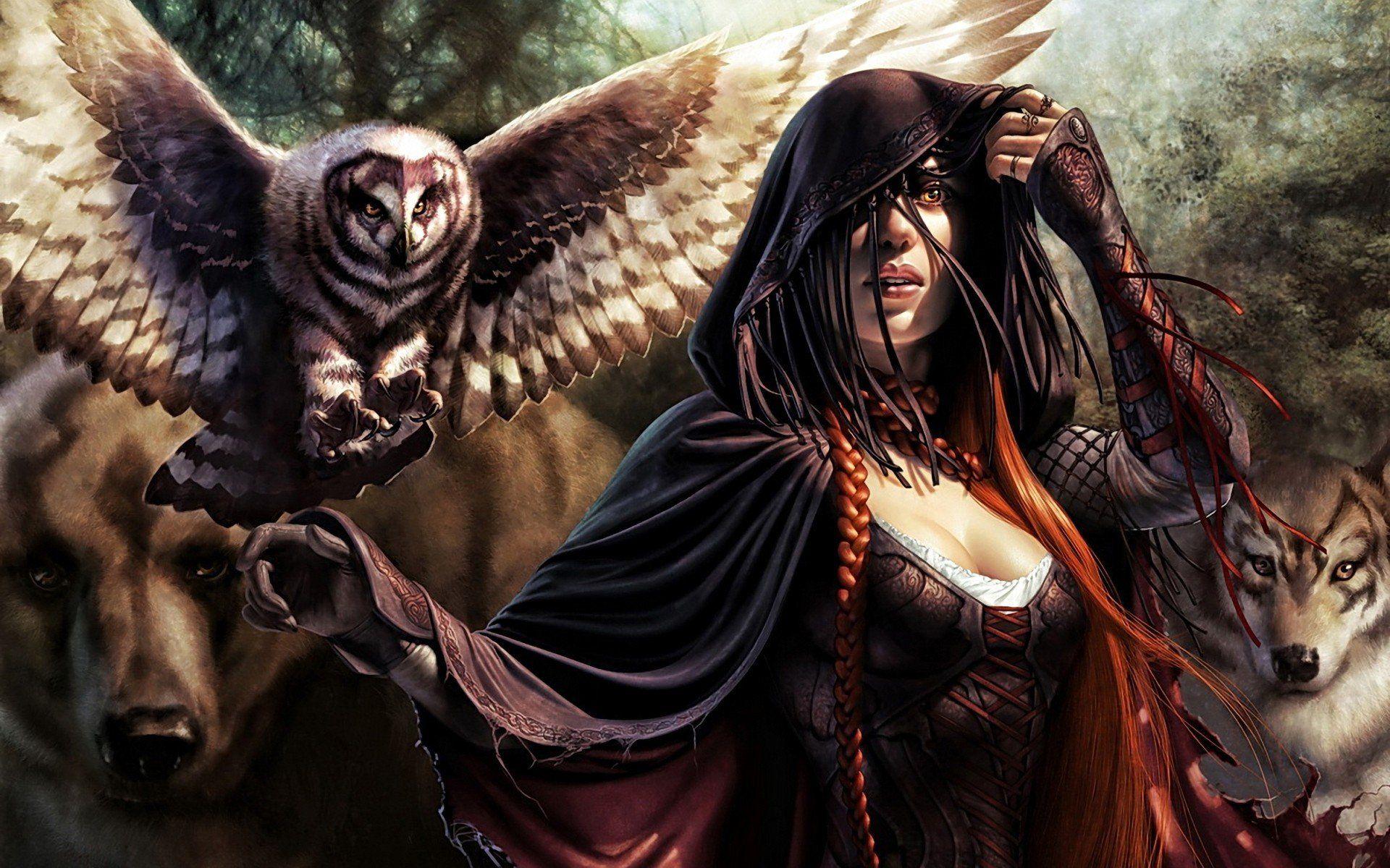 1920x1200 WOMEN WARRIOS The Gathering Steve Argyle animals bear wolf