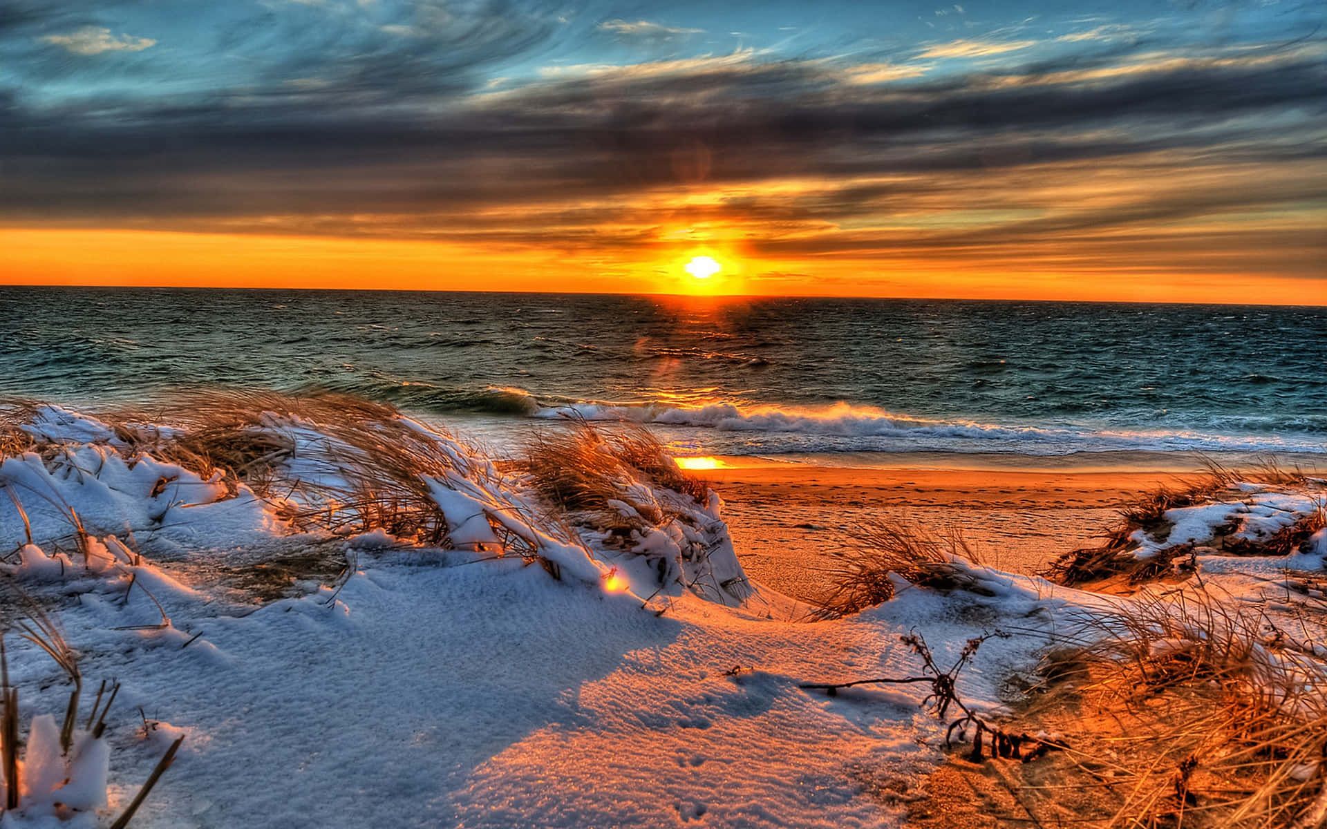 1920x1200 Winter Beach Wallpaper