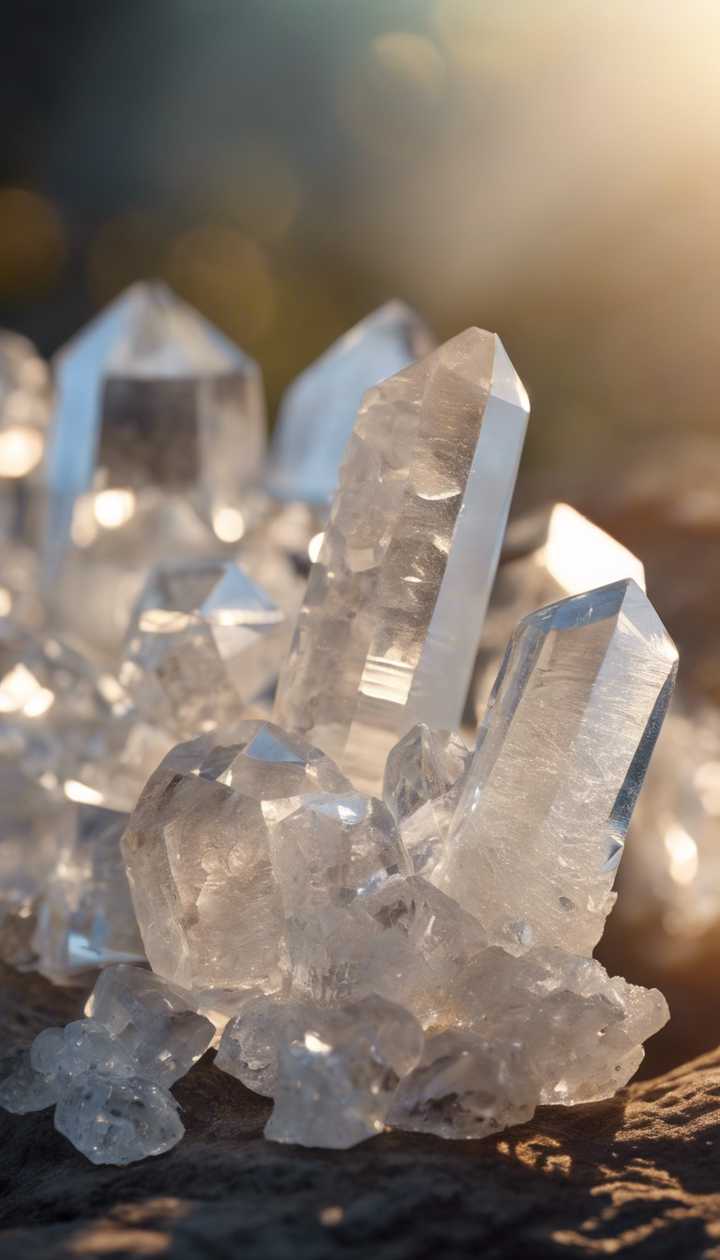 720x1260 Sparkling clear quartz crystals lying in the crisp, early morning sunlight. Wallpaper [c608060709cb4b8dbef6]