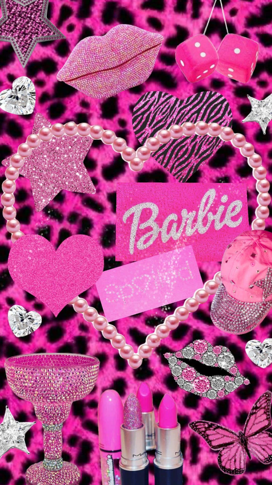 1080x1919 Download Pink Barbie Glam Collage Wallpaper