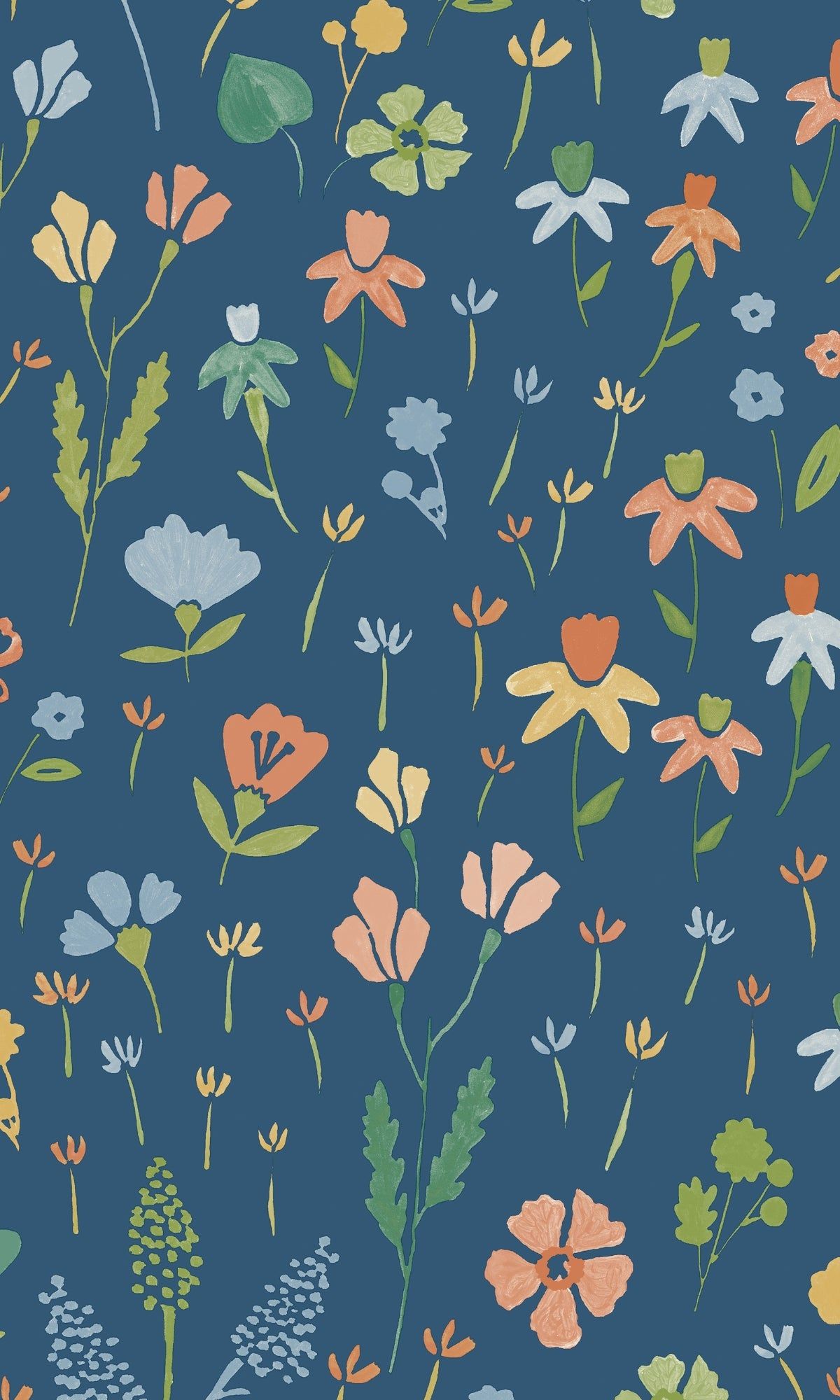 1200x2000 Blue Minimalist Floral Prints Wallpaper R7974