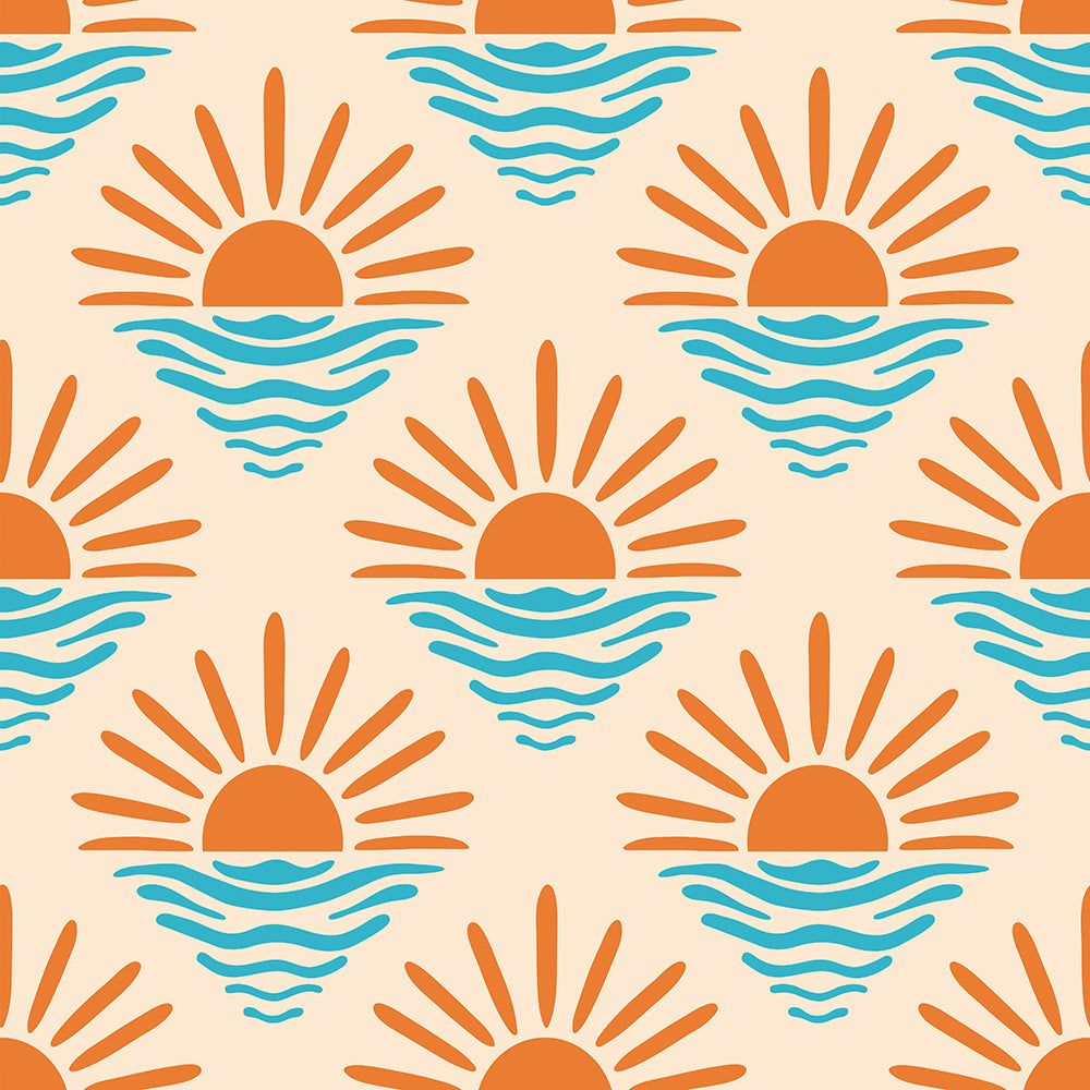 1000x1000 Minimalist Boho Ocean Design Removable Retro Sunset Peel and Stick Wallpaper