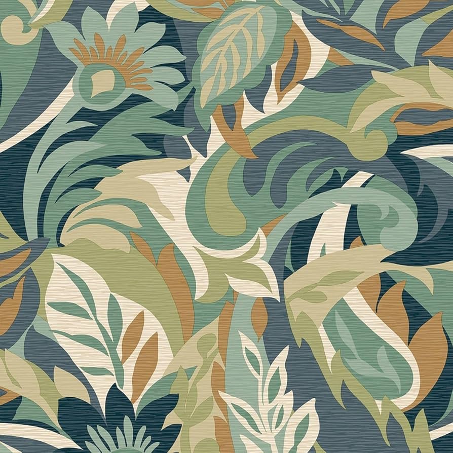 894x894 Belgravia Casa Leaf Wallpaper Wallpaper for Living Room, Bedroom, Fireplace Luxury Floral Wall Paper with Leaves & Flower Pattern (Green)