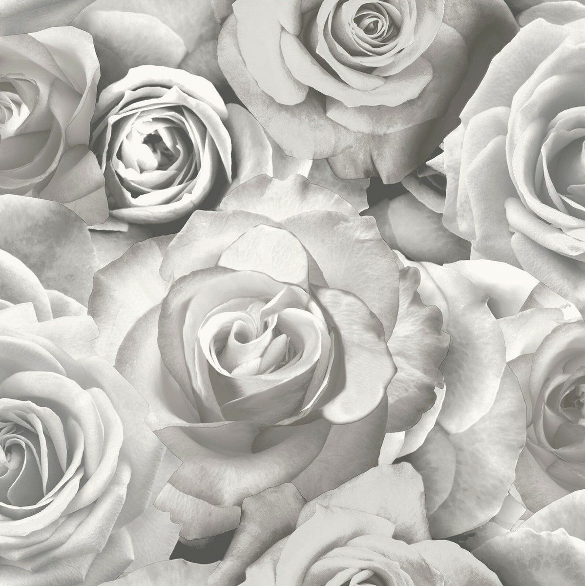 1198x1200 Exclusive New Glamour Floral Wallpaper Large Rose Flower Grey AL1002