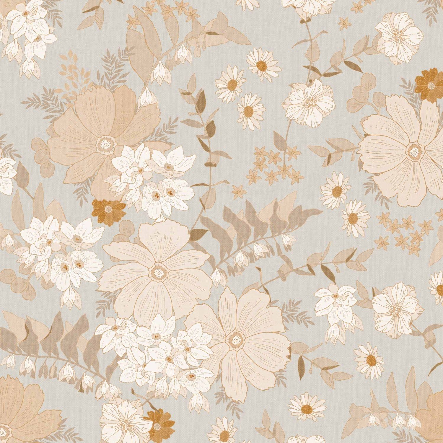 1500x1500 Spring Florals Wallpaper on Gray