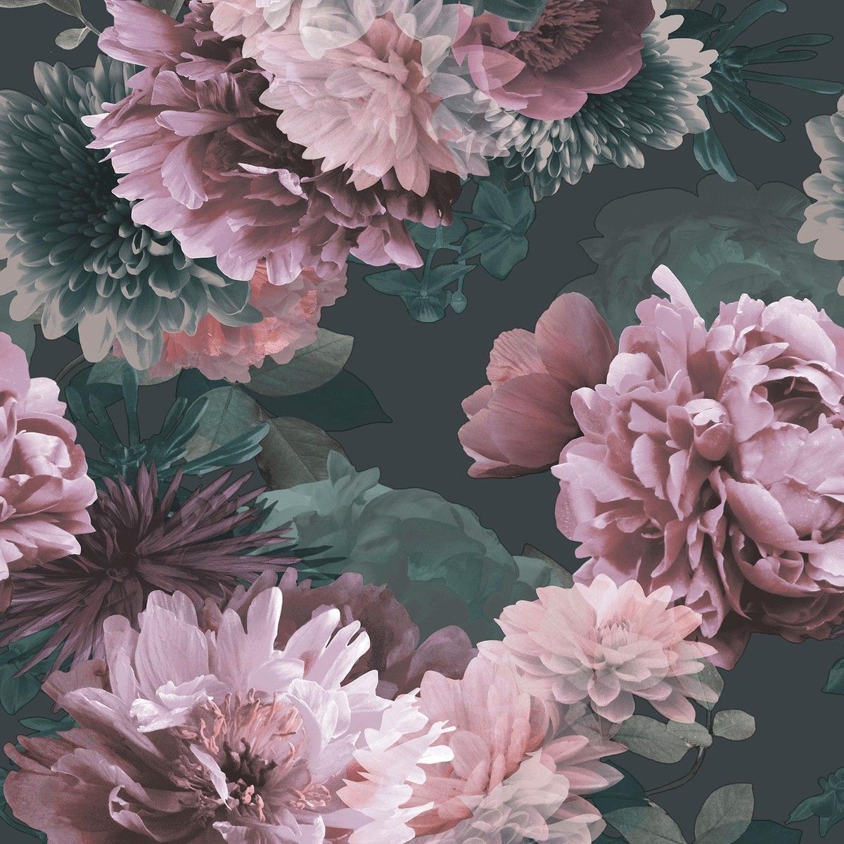 1200x1200 Muriva Issey Lipsy Wallpaper Large Blossoms Flowers Elegant Floral Green 144061