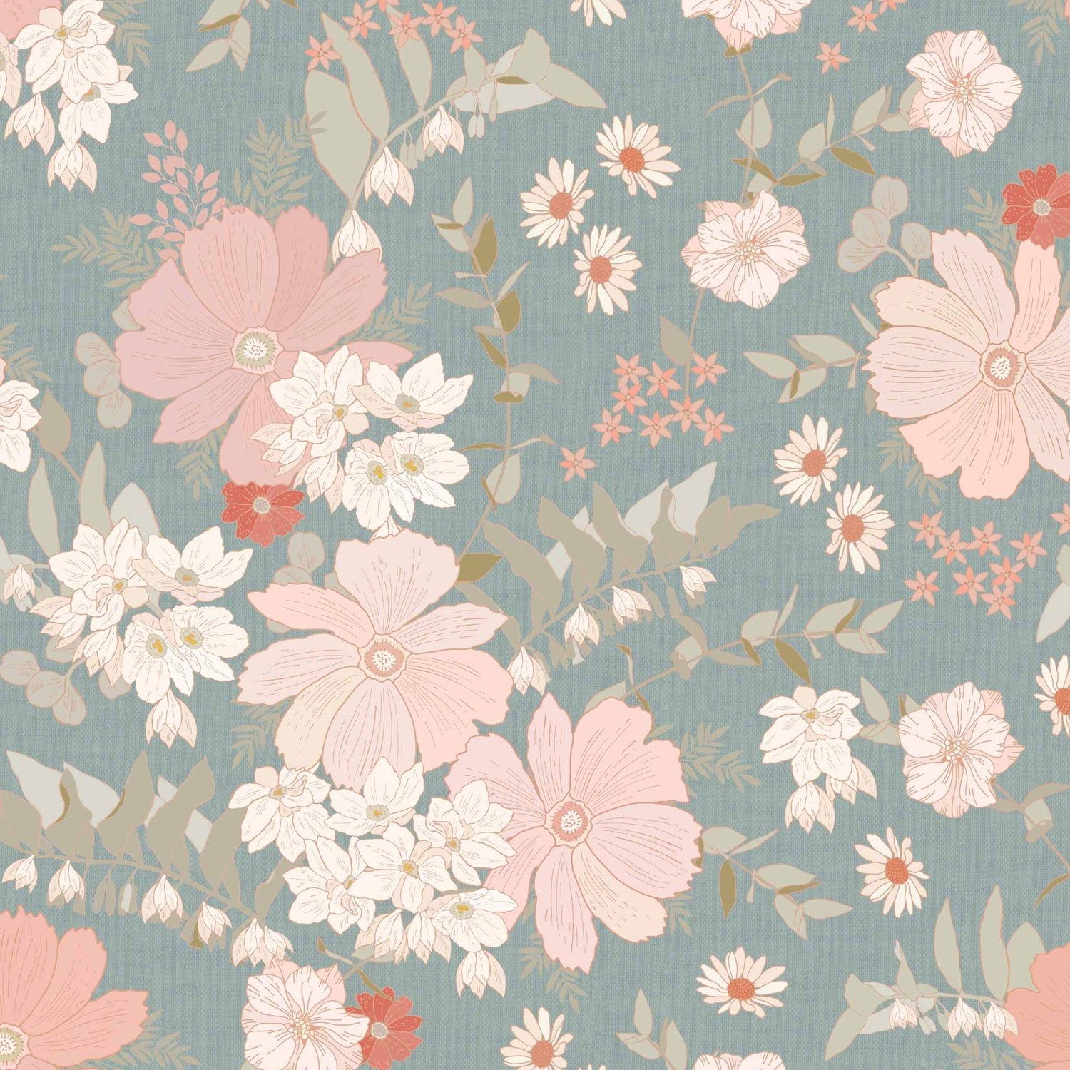 1500x1500 Spring Florals Wallpaper and Teal