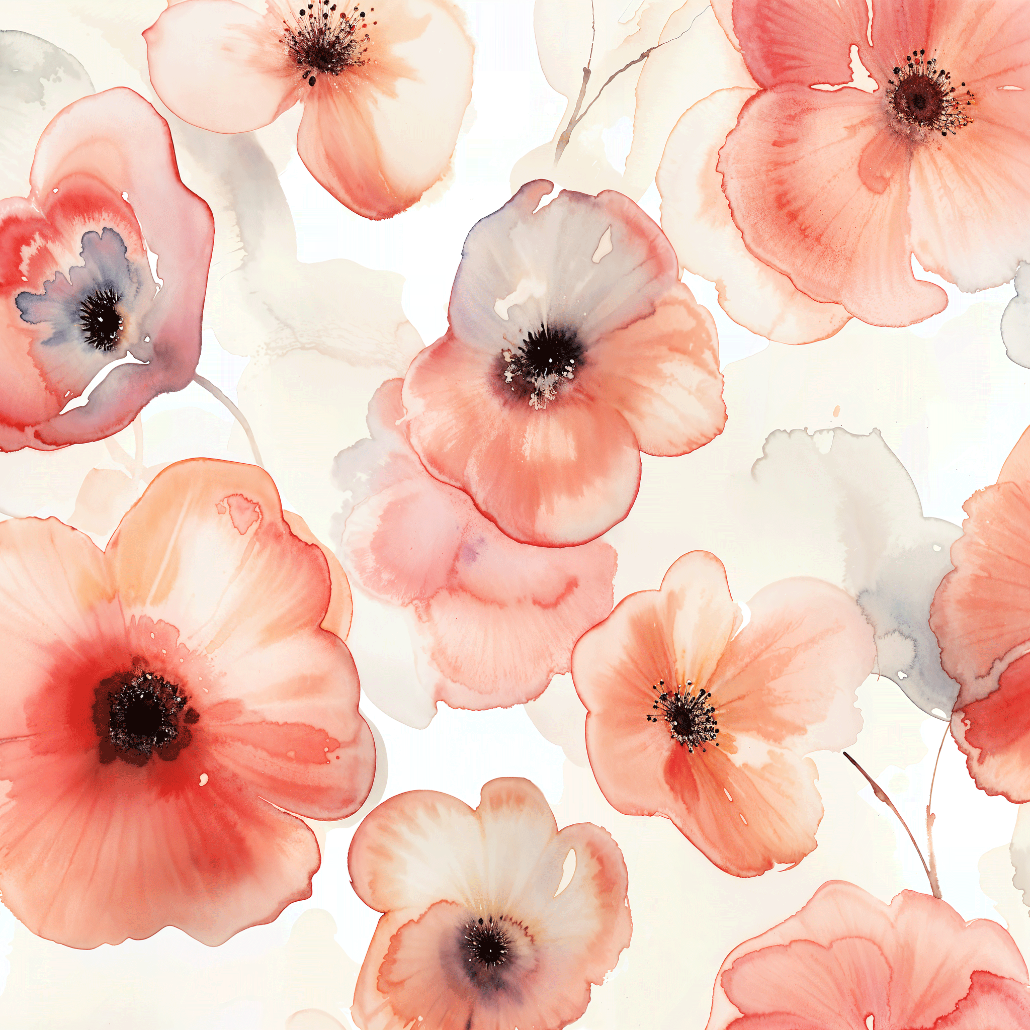 2048x2048 Poppies in Bloom- Floral Wallpaper