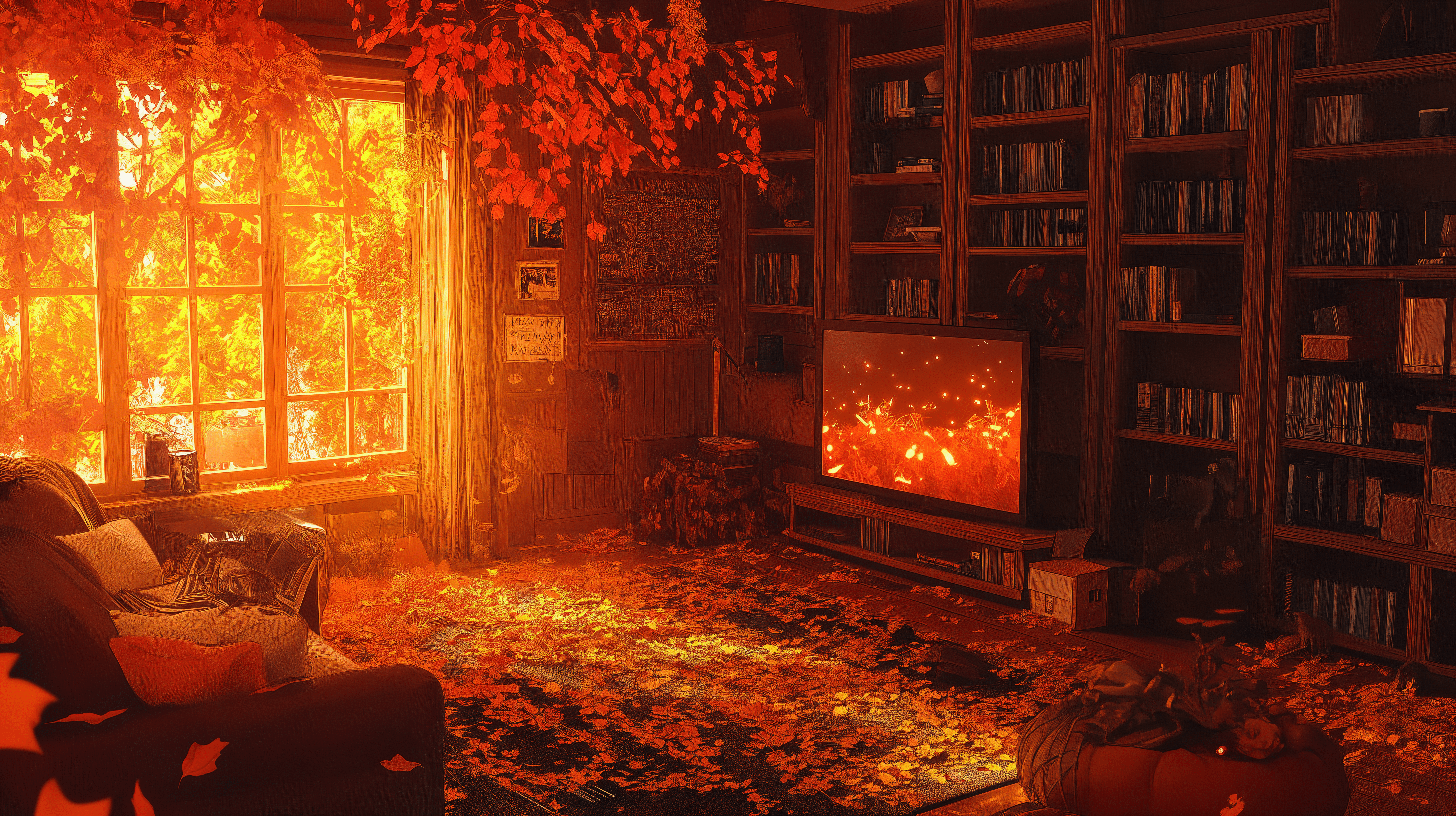 5824x3264 Cozy Autumn Living Room Ultra HD Wallpaper