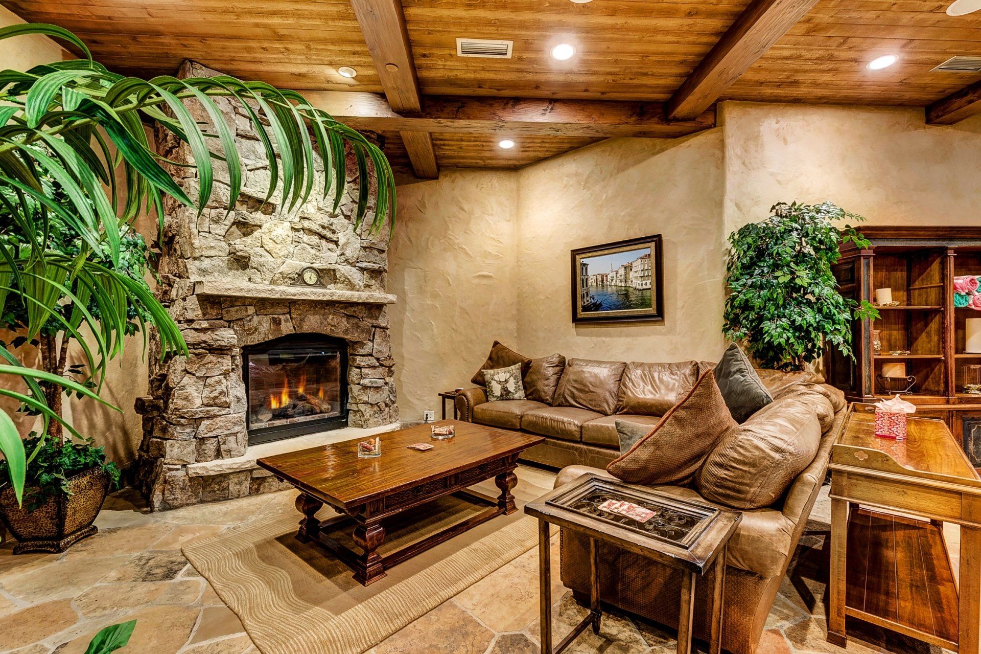 1920x1279 Cozy Lounge Retreat with Fireplace and Greenery