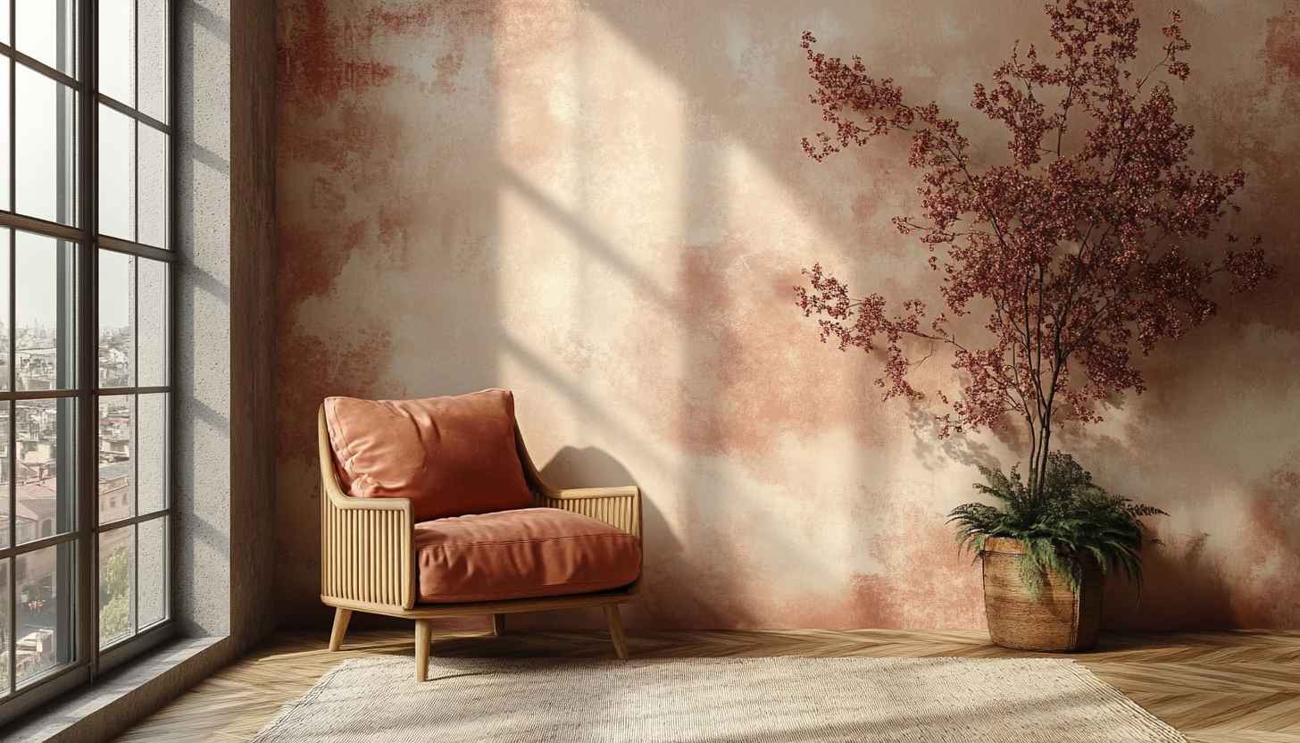 1456x832 Aesthetic Interior Wallpaper: Cozy Room with Textured Wall Design
