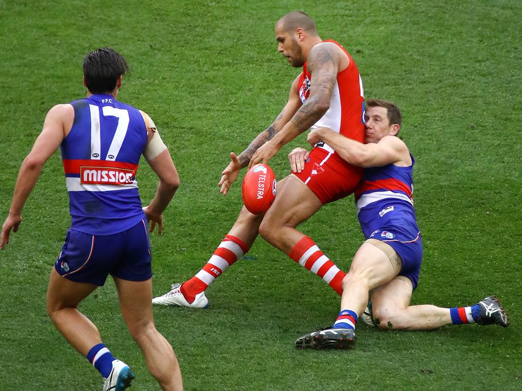 1024x768 AFL 2020: Dale Morris tackle on Lance Franklin, 2016 AFL Grand Final, Open Mike, Fox Footy