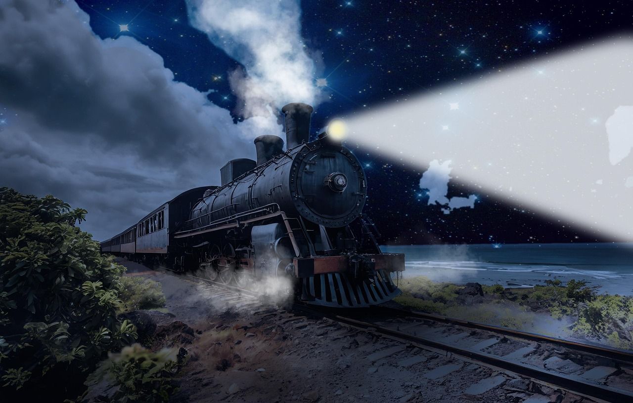 1280x816 Download Train Steam Locomotive Night. Royalty Free Stock Illustration Image