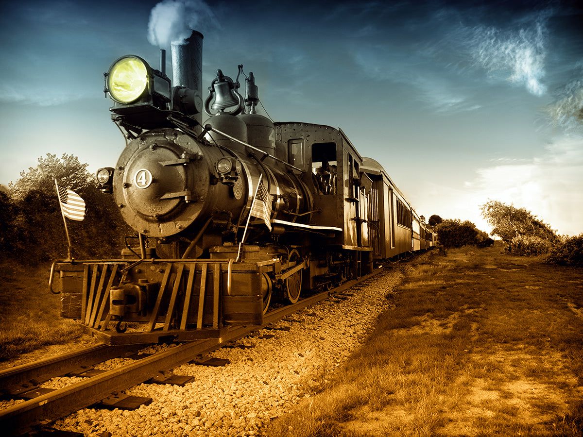 1200x900 Vintage Steam Train Wallpaper. Railway Landscape Mural
