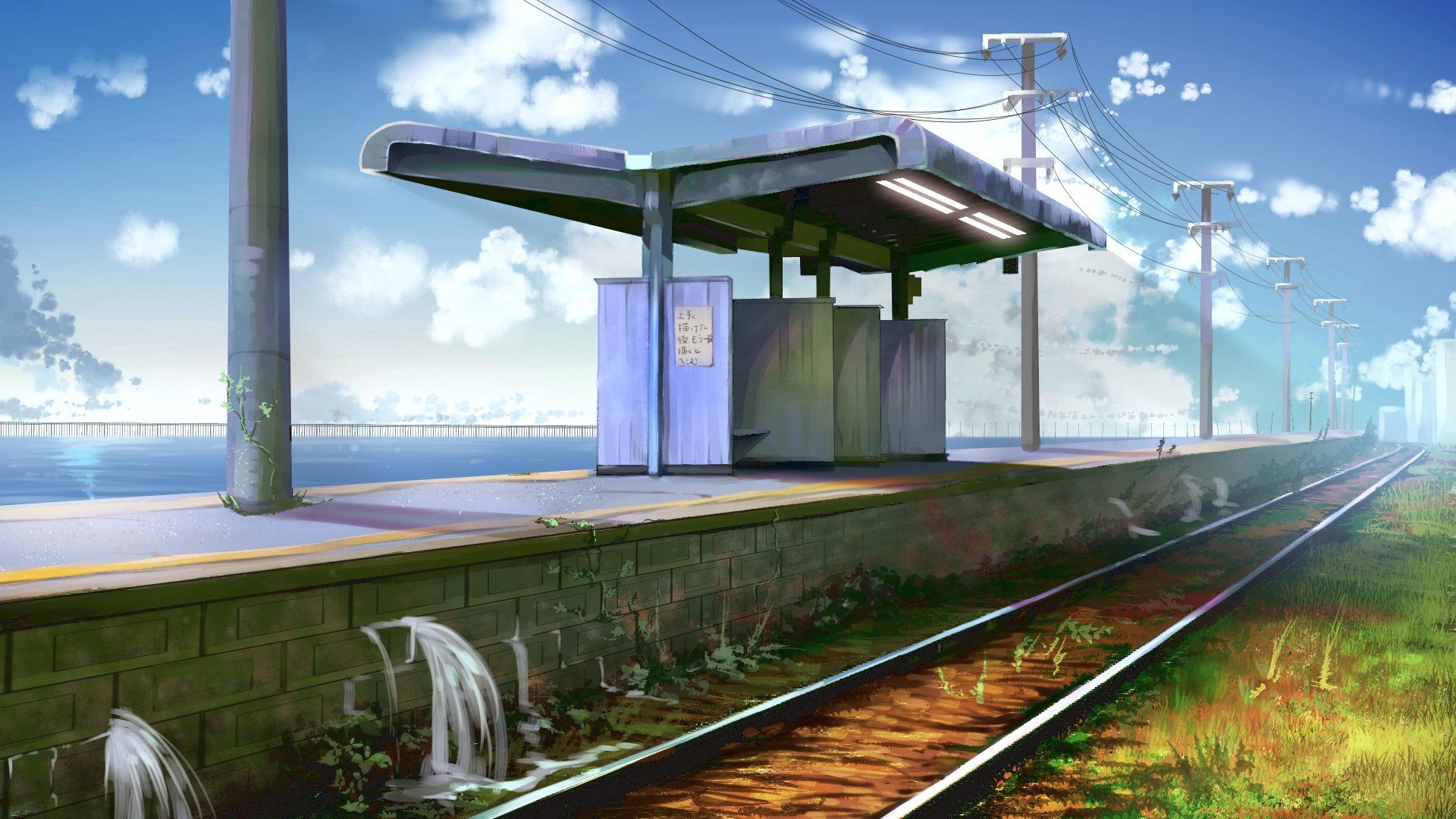 1920x1080 Download Anime Train Station HD Wallpaper
