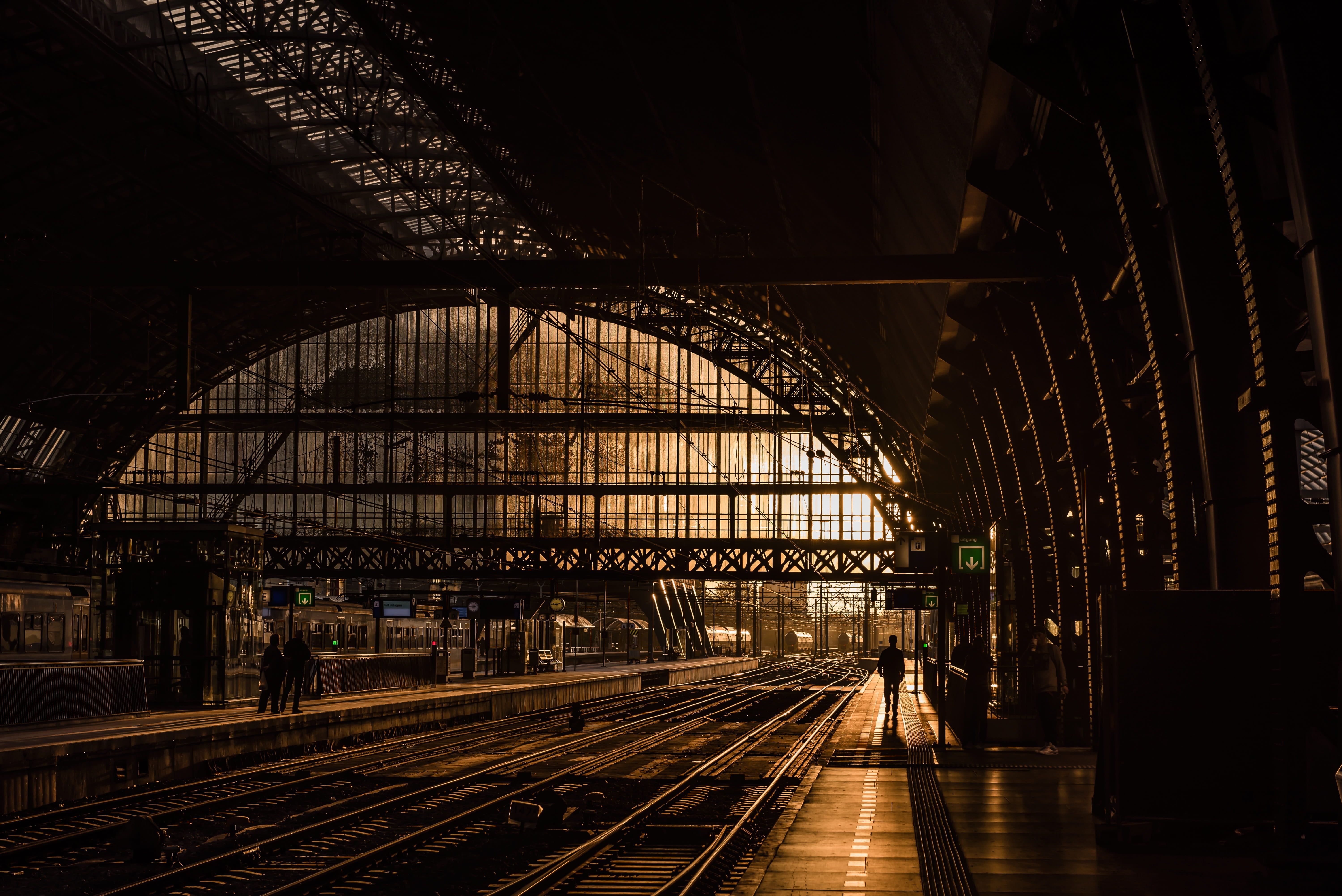 6000x4005 Royalty Free Photo: Black And Brown Train Station Illustration