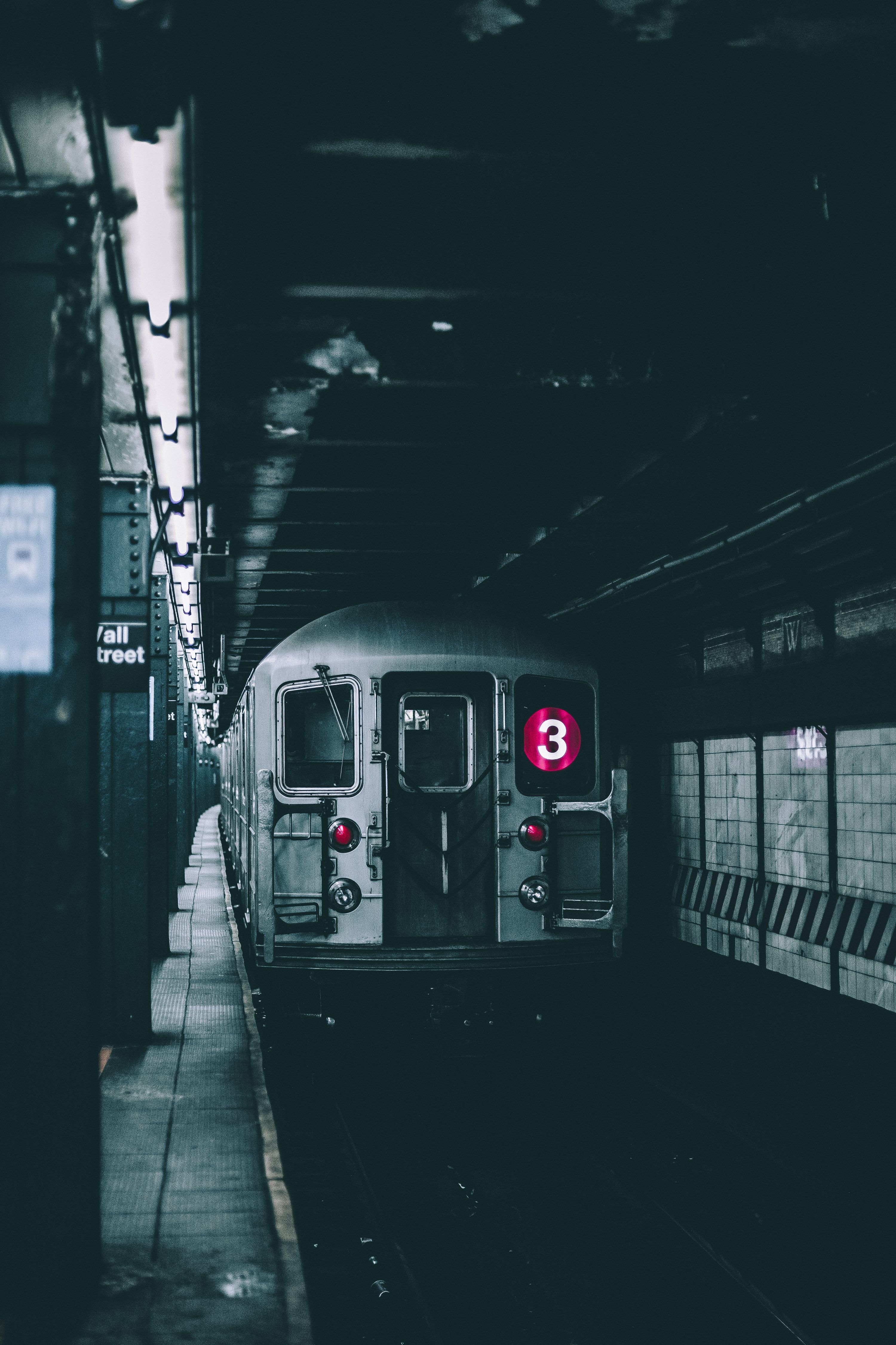 3000x4500 Selective color photo of a subway station with train photo