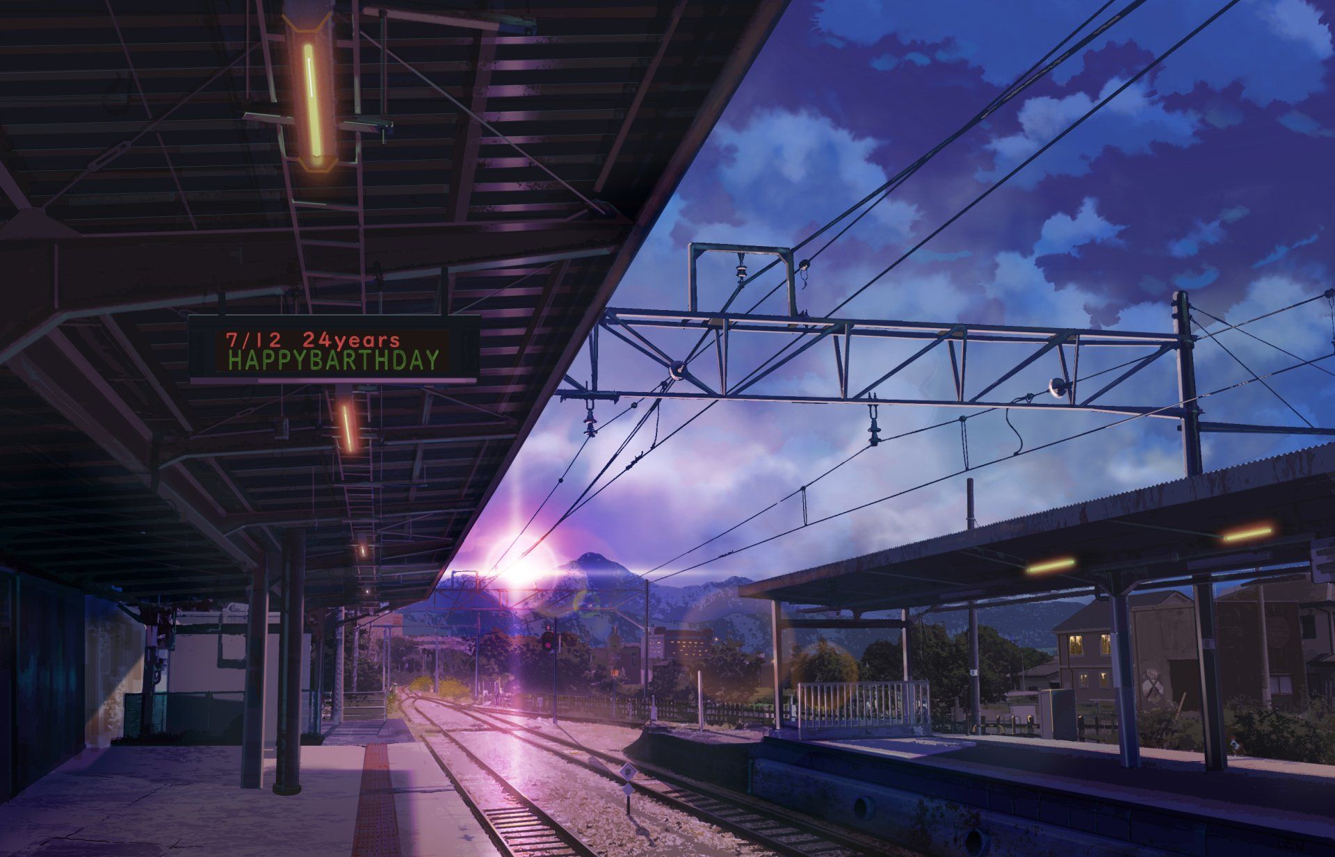 1920x1233 Download Anime Train Station Sunlight HD Wallpaper by スマッシャーT_Tx2048