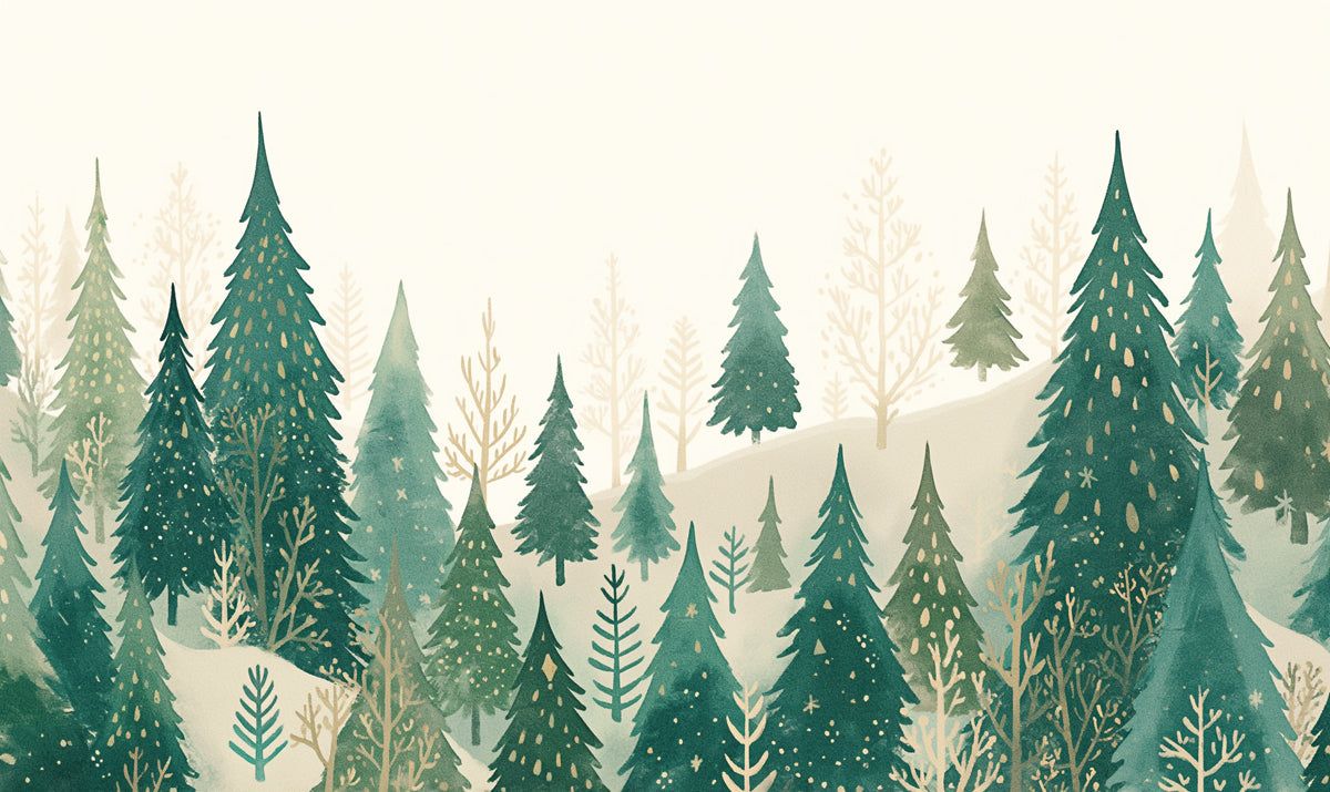1200x715 Winter Forest Pine Tree Wallpaper Mural