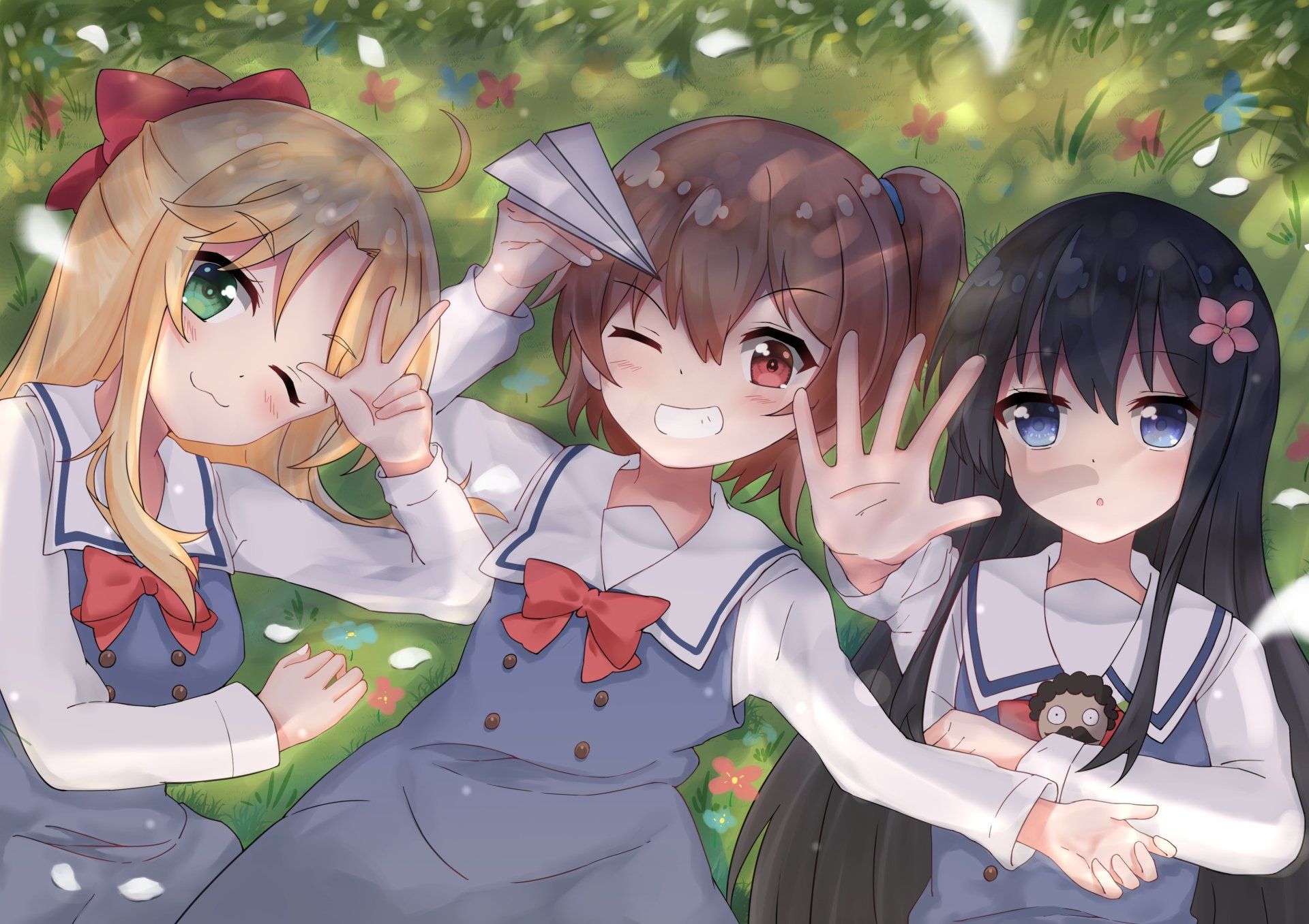 1920x1357 Wataten! HD Wallpaper: Hana, Hinata & Noa Enjoying a Sunny Day