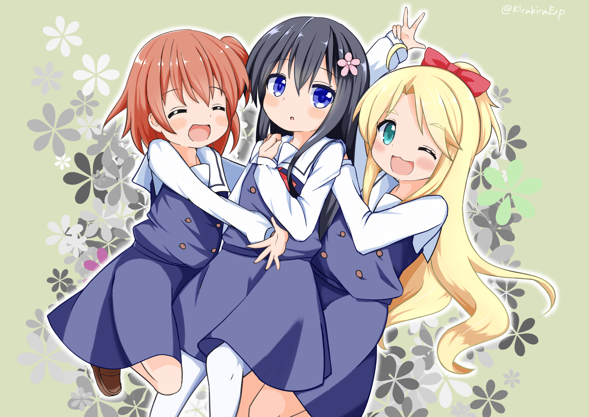 1920x1360 Download School Uniform Black Hair Blonde Hana Shirosaki Hinata Hoshino Noa Himesaka Anime Wataten!: An Angel Flew Down To Me HD Wallpaper by 陽奈星x2508