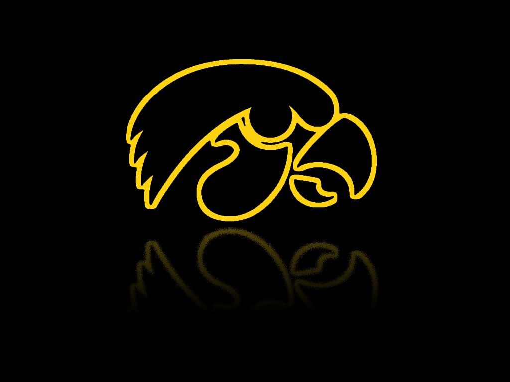 1024x768 Iowa Hawkeyes Logo Desktop Background (Gold Outline) (Roug