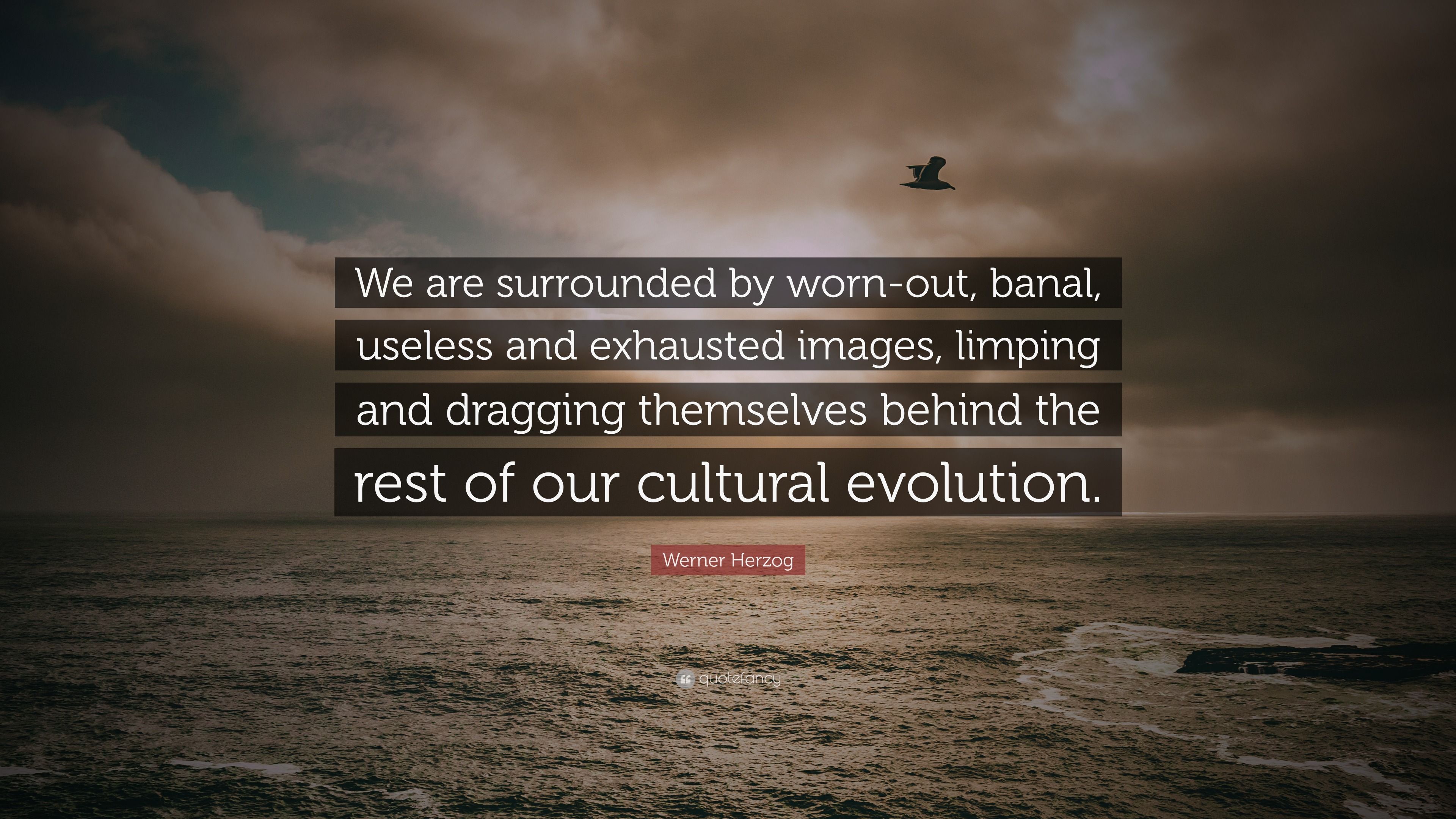 3840x2160 Werner Herzog Quote: “We Are Surrounded By Worn Out, Banal, Useless And Exhausted Image, Limping And Dragging Themselves Behind The Rest Of.”