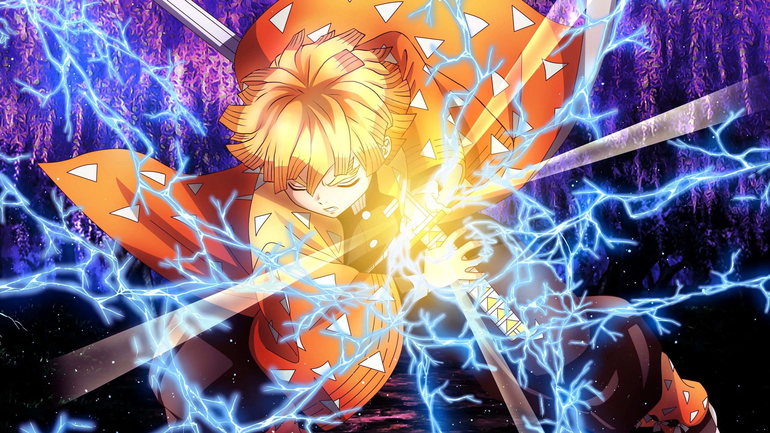 2560x1440 Zenitsu Agatsuma Thunder Breathing 5K Wallpaper