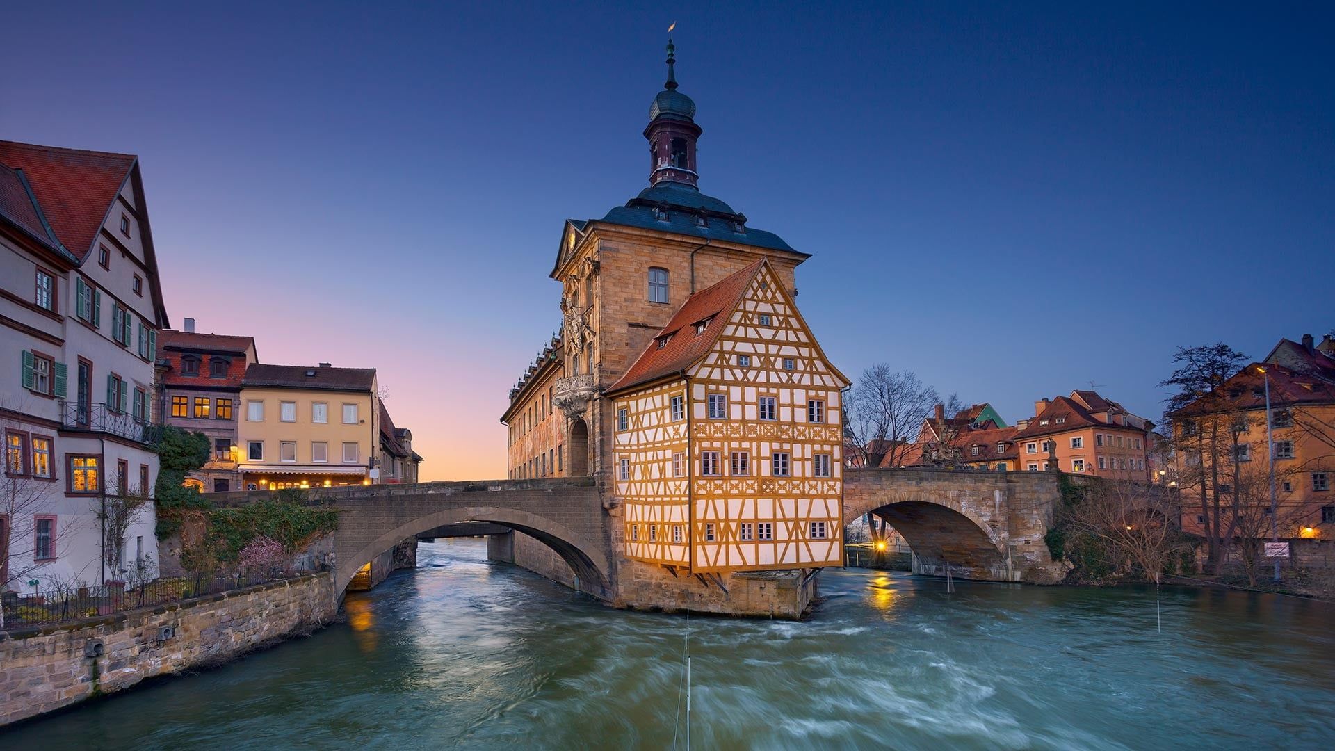 1920x1080 HD wallpaper: brown house, Bing, 2017 (Year), photography, Bamberg, Germany