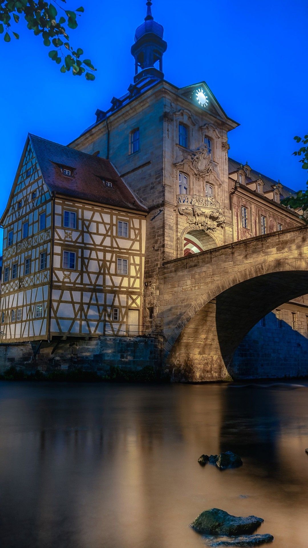 1080x1920 Building Near Bamberg Bavaria Bridge In Germany 4K HD Travel Wallpaper