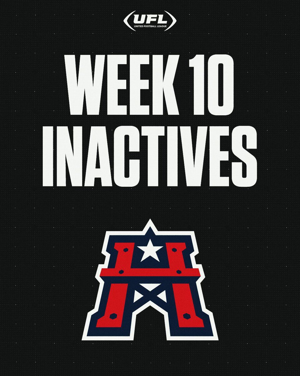 960x1200 Houston Roughnecks (at Memphis Showboats) #UFL Week 10 Inactives: RB T.J. Pledger IV WR Brian Hightower ILB Christian Sam CB Jai Nunn Liddell G Shamarious Gilmore WR