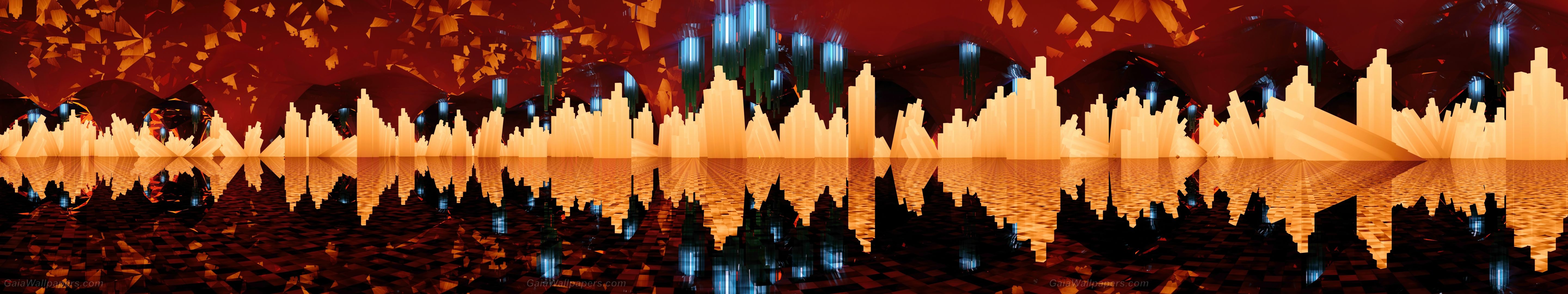 5760x1080 Incandescent energy crystals in the magic cave wallpaper 5760x1080 Desktop Wallpaper
